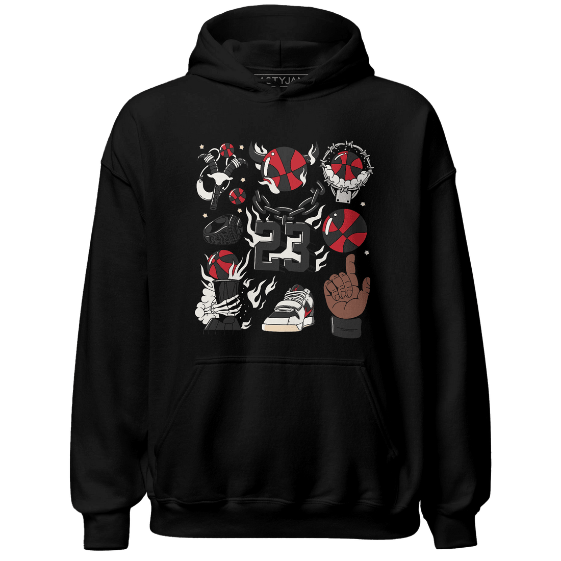 Jumman Jack University Red Hoodie Match Neclaces Number 23 - NastyJamz