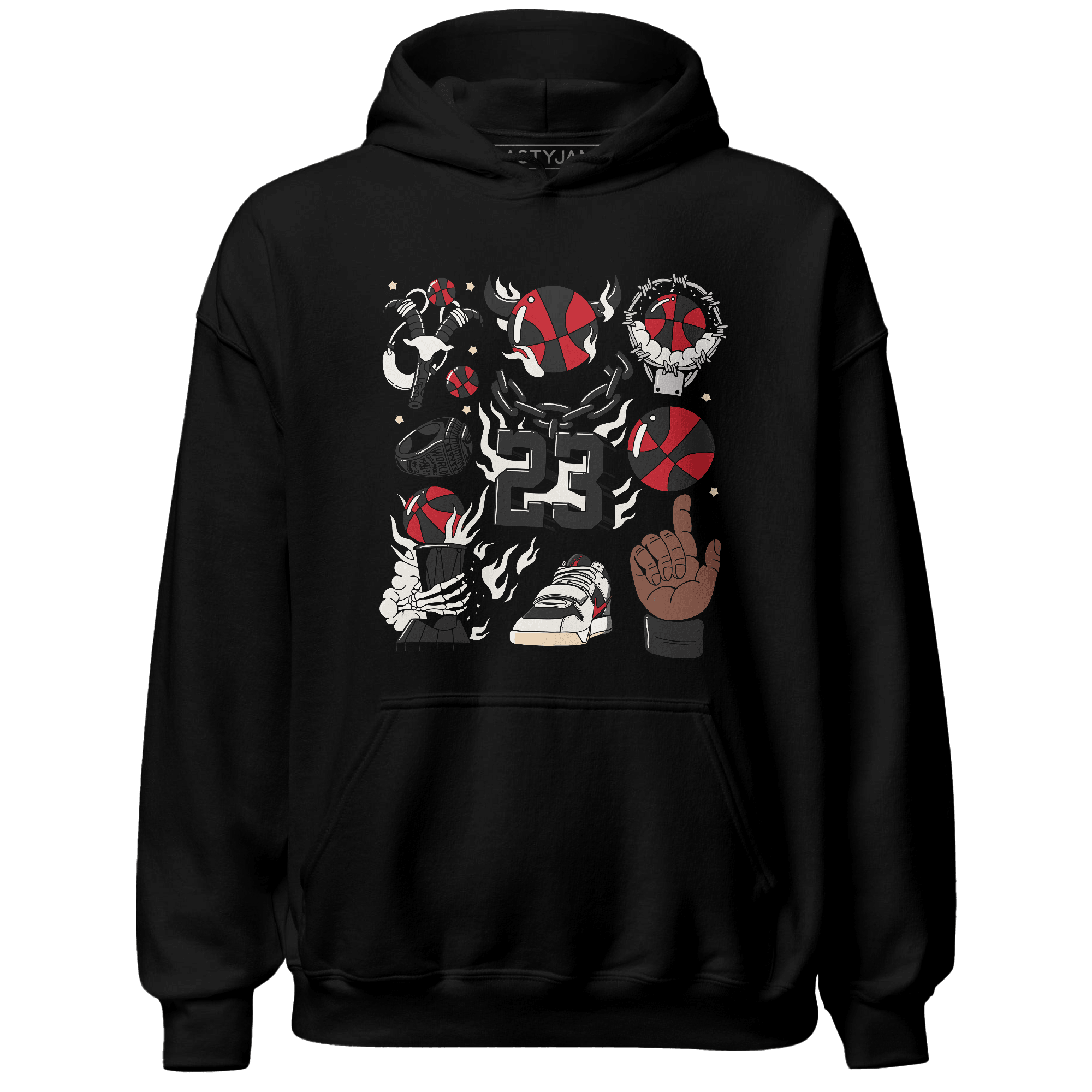 Jumman Jack University Red Hoodie Match Neclaces Number 23 - NastyJamz