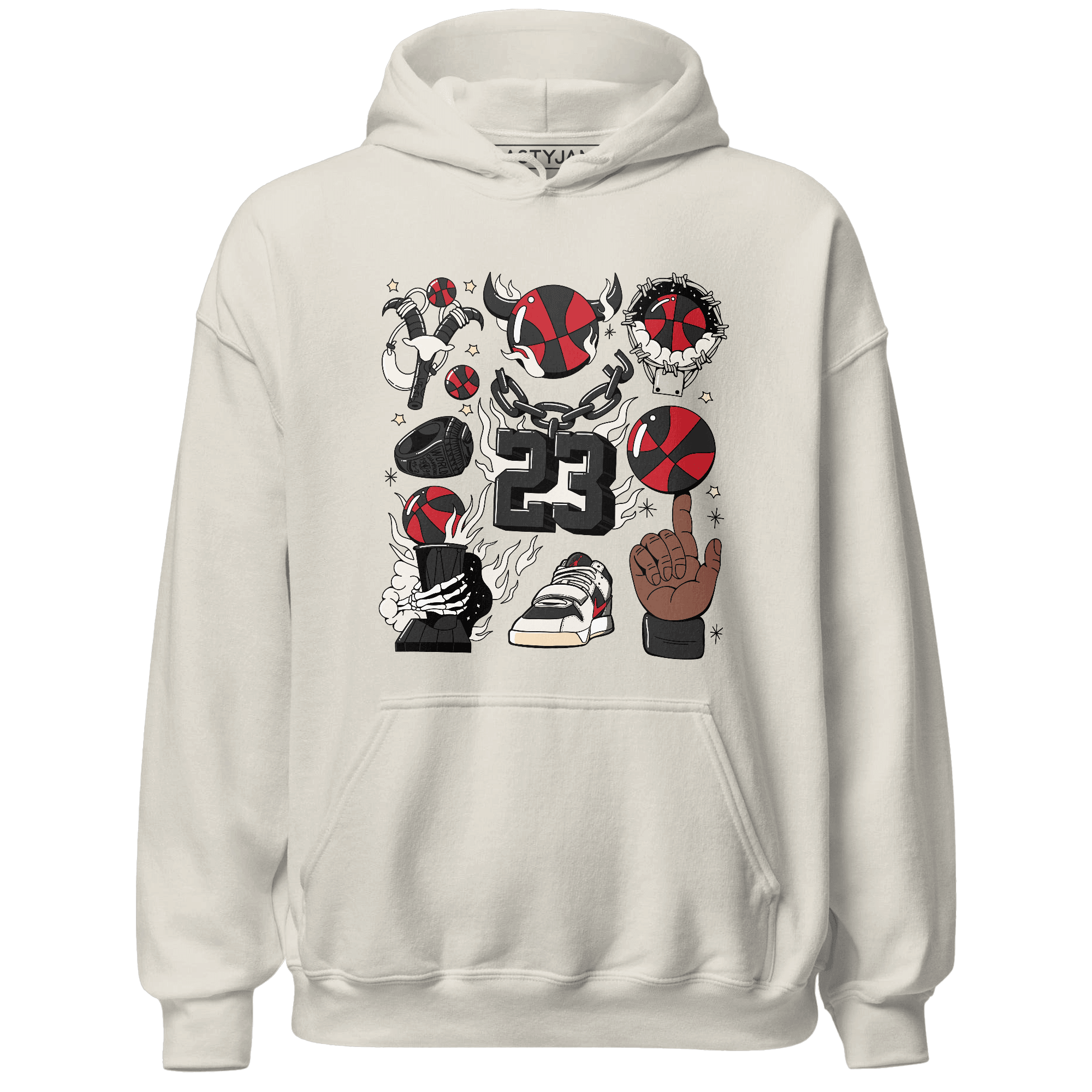 Jumman Jack University Red Hoodie Match Neclaces Number 23 - NastyJamz