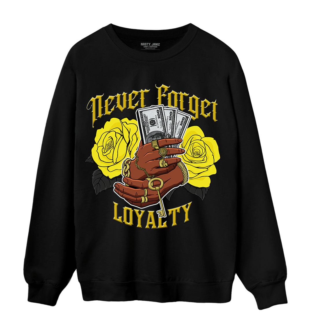 Vivid Sulfur 4s Sweatshirt Match Never Forget Loyalty - NastyJamz