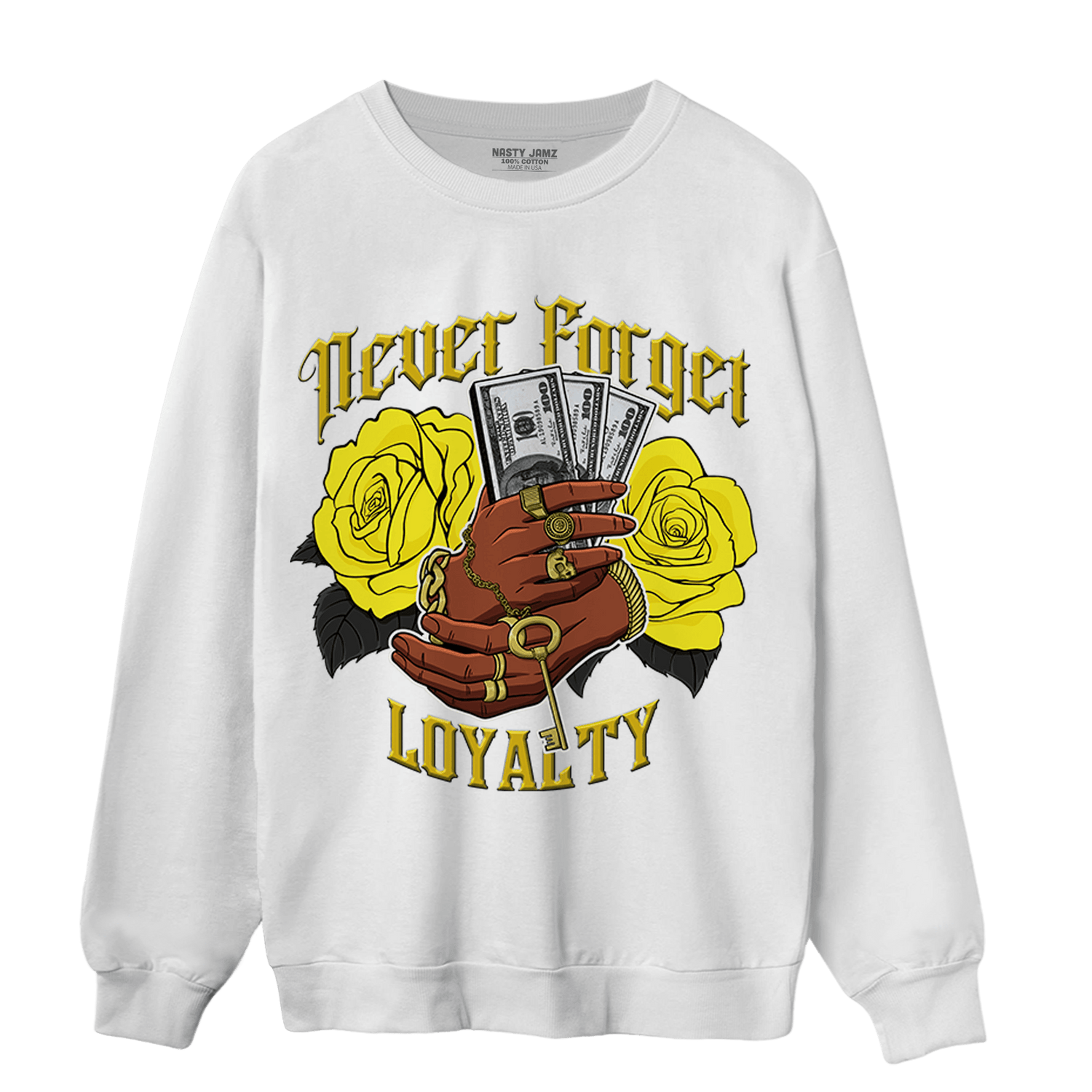 Vivid Sulfur 4s Sweatshirt Match Never Forget Loyalty - NastyJamz
