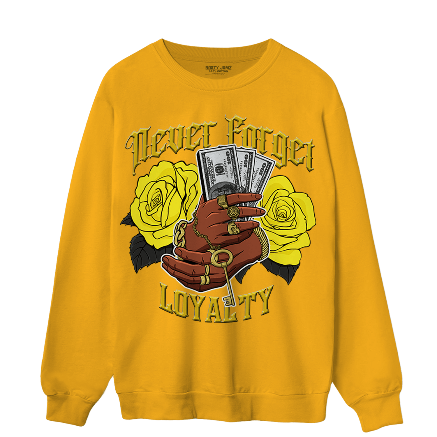Vivid Sulfur 4s Sweatshirt Match Never Forget Loyalty - NastyJamz