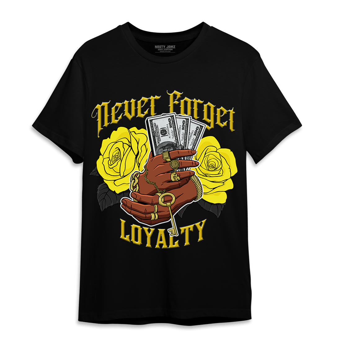 Vivid Sulfur 4s T Shirt Match Never Forget Loyalty - NastyJamz