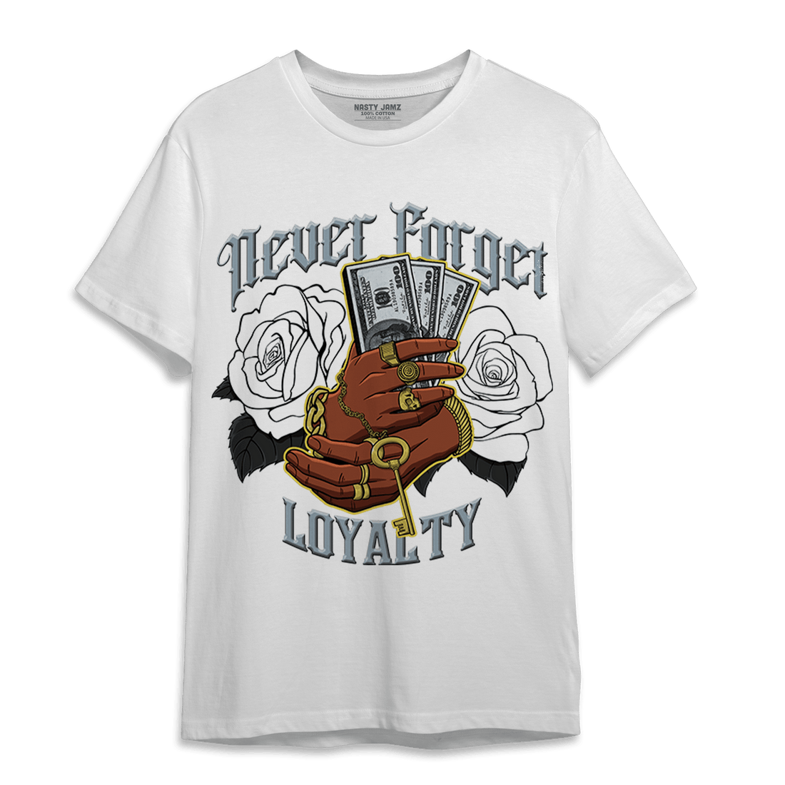 Blue Grey 13s T Shirt Match Never Forget Loyalty - NastyJamz