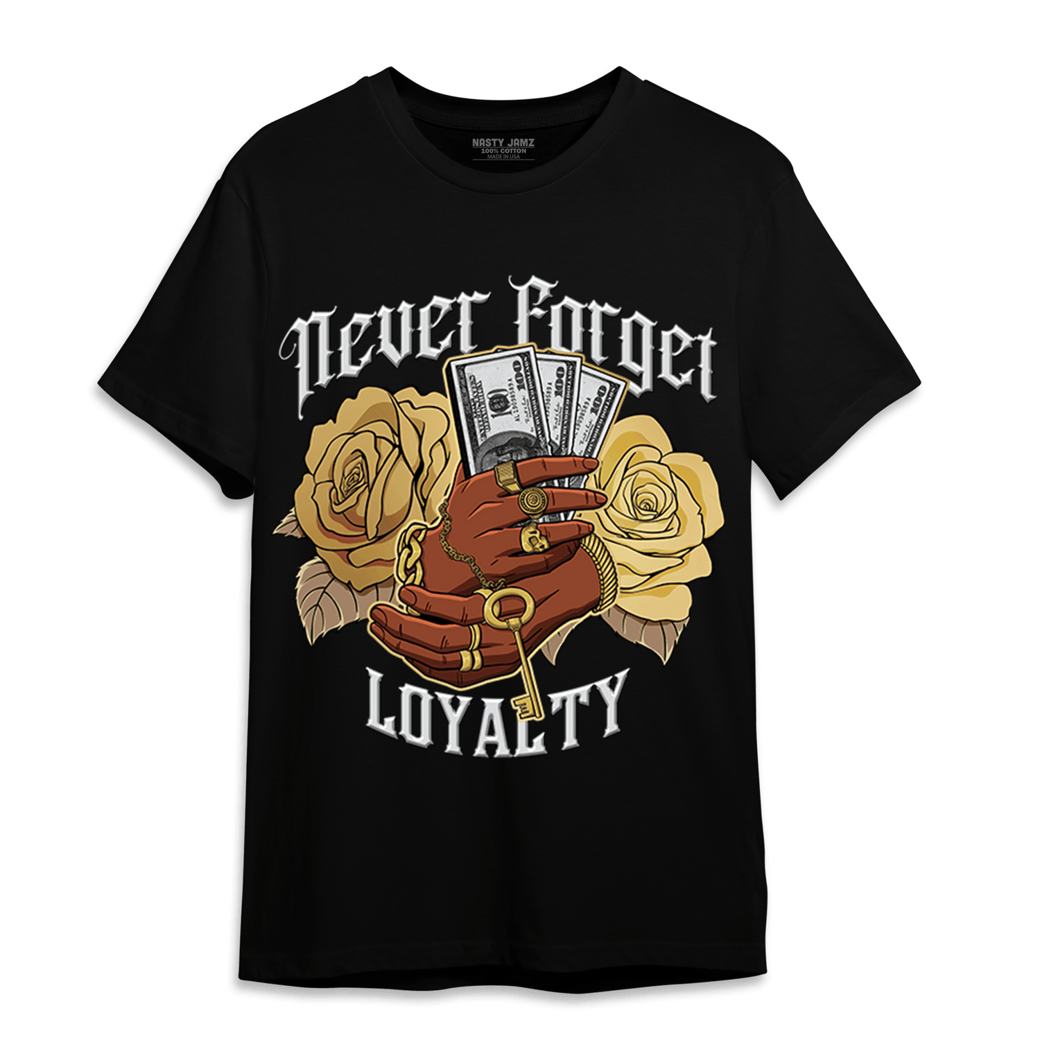 High OG Metallic Gold 1s T Shirt Match Never Forget Loyalty - NastyJamz