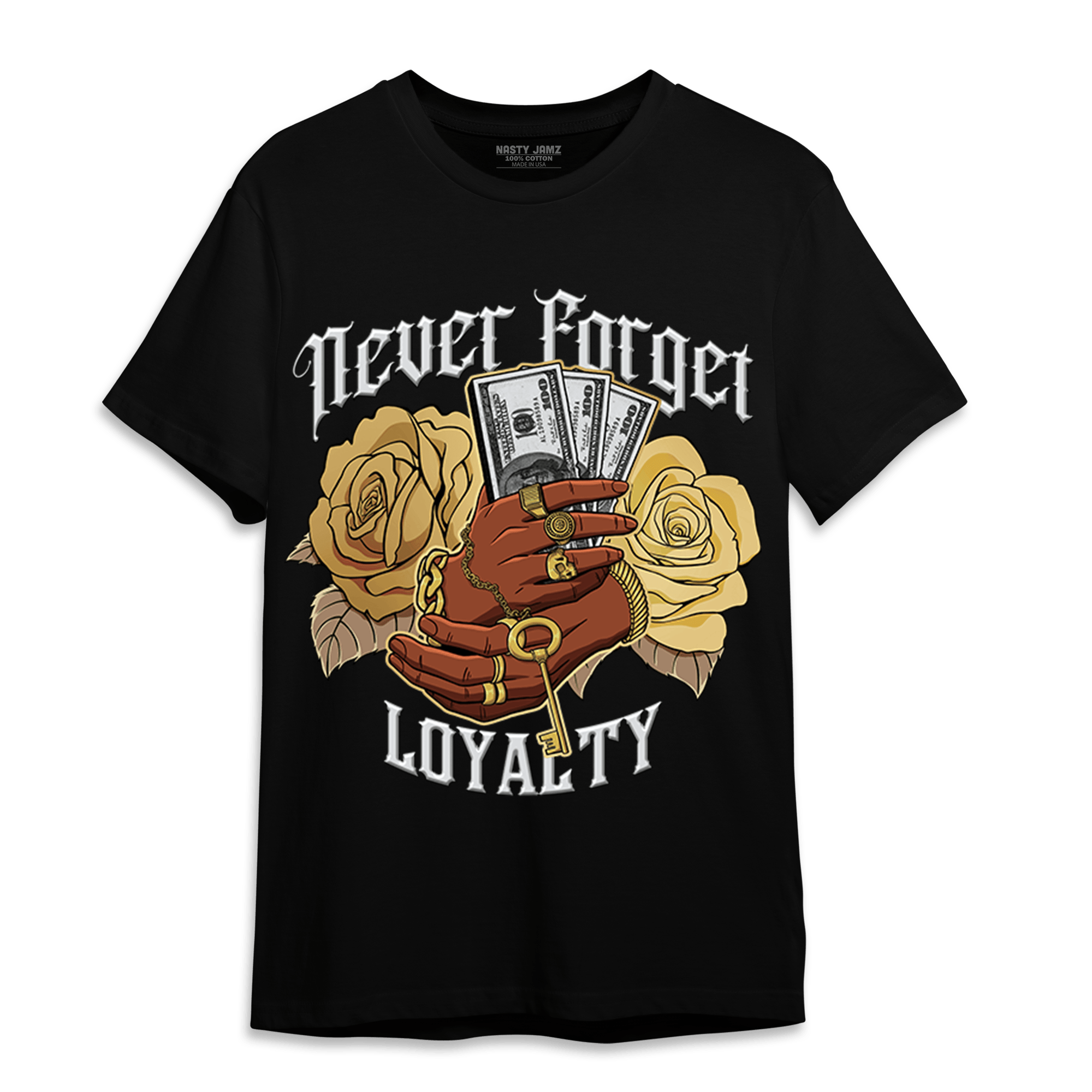 High OG Metallic Gold 1s T Shirt Match Never Forget Loyalty - NastyJamz