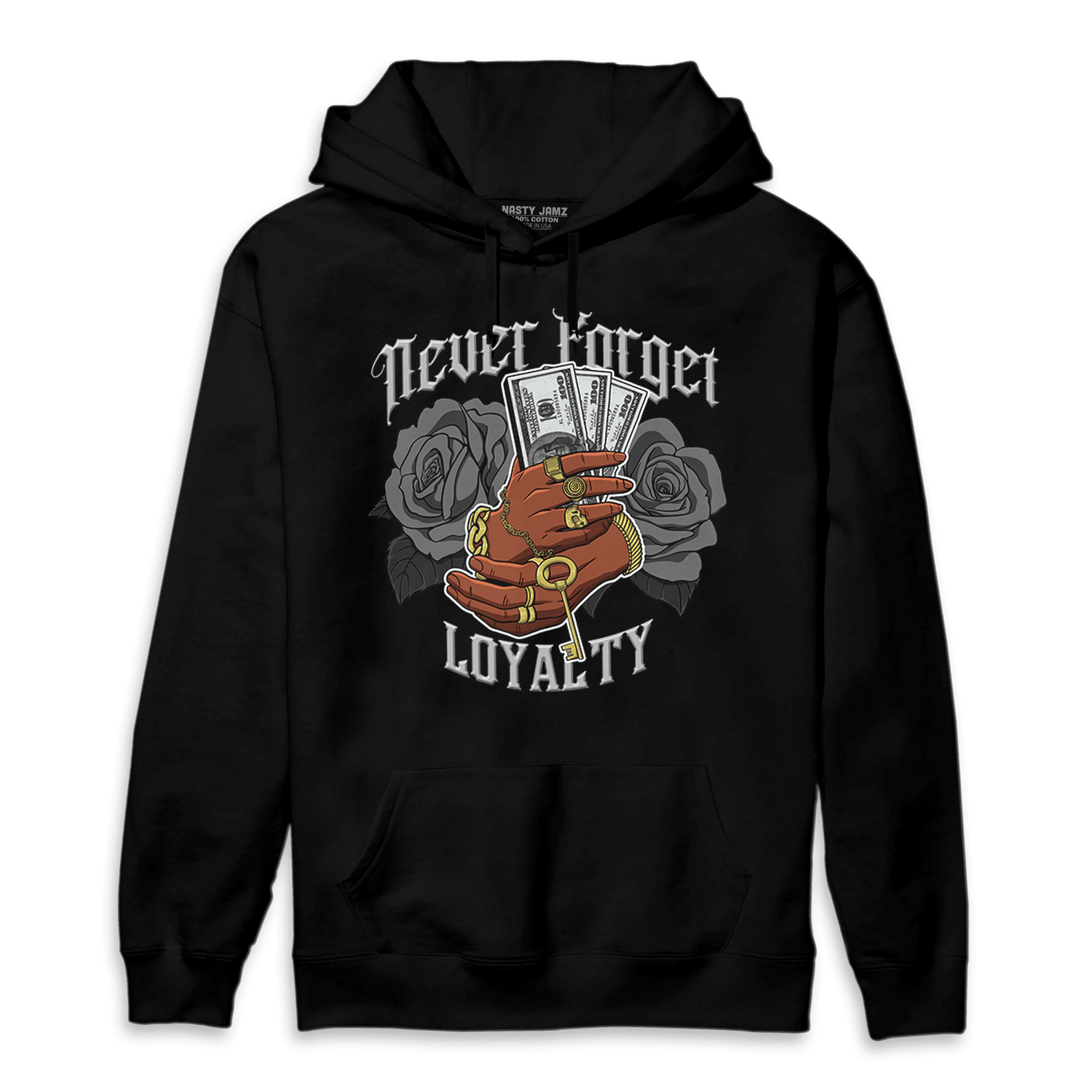 Retro High OG Black White 1s Hoodie Match Never Forget Loyalty - NastyJamz