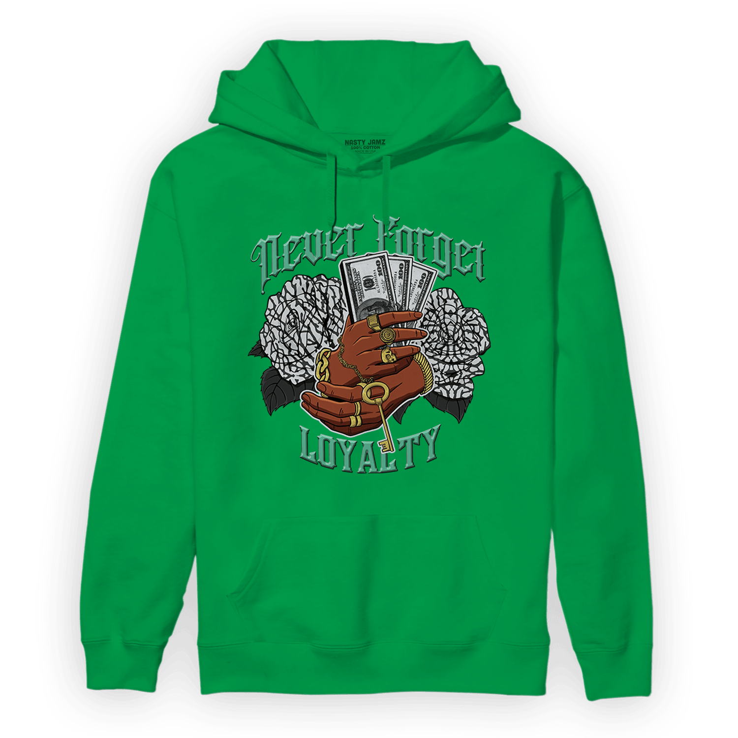 Green Glow 3s Hoodie Match Never Forget Loyalty - NastyJamz