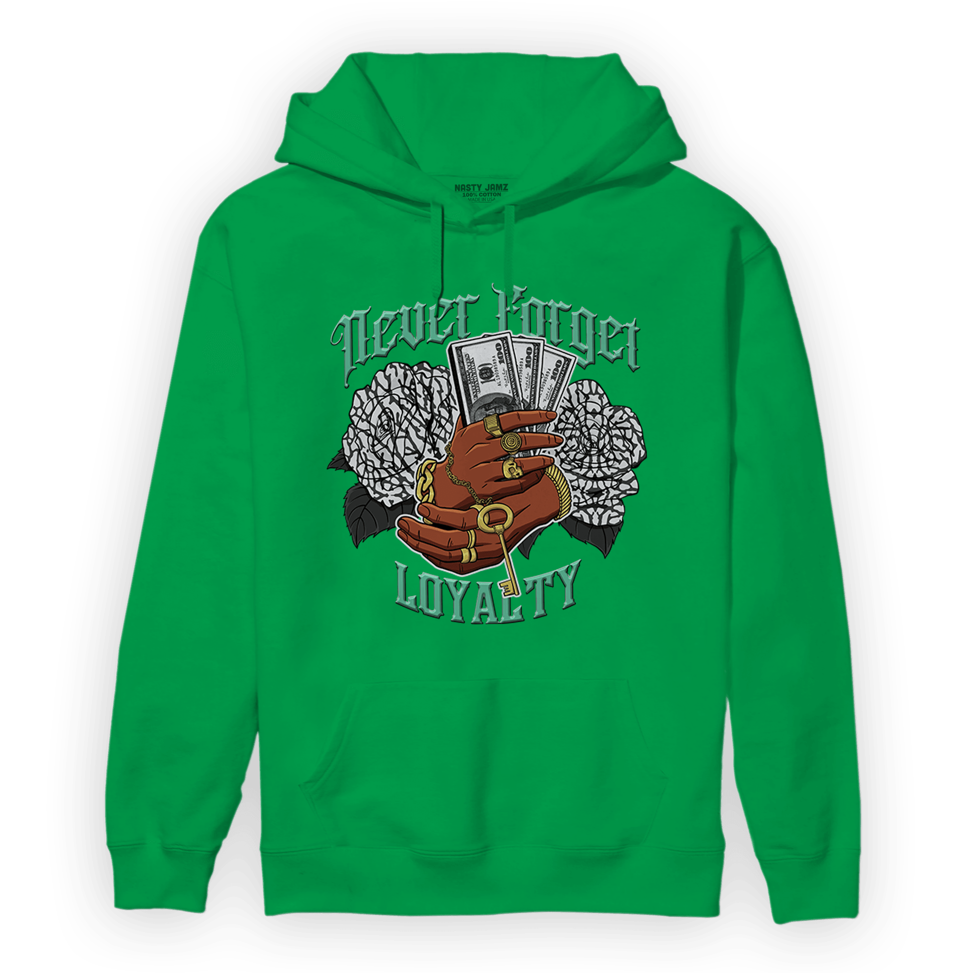 Green Glow 3s Hoodie Match Never Forget Loyalty - NastyJamz