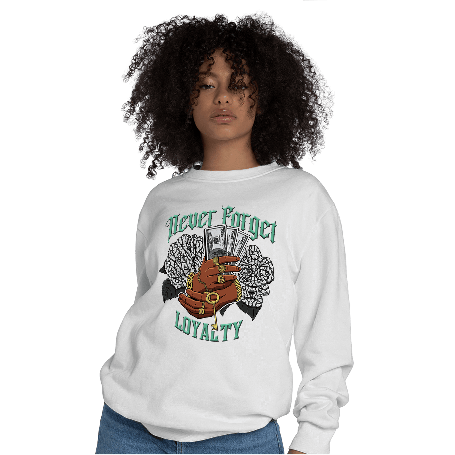 Green Glow 3s Sweatshirt Match Never Forget Loyalty - NastyJamz