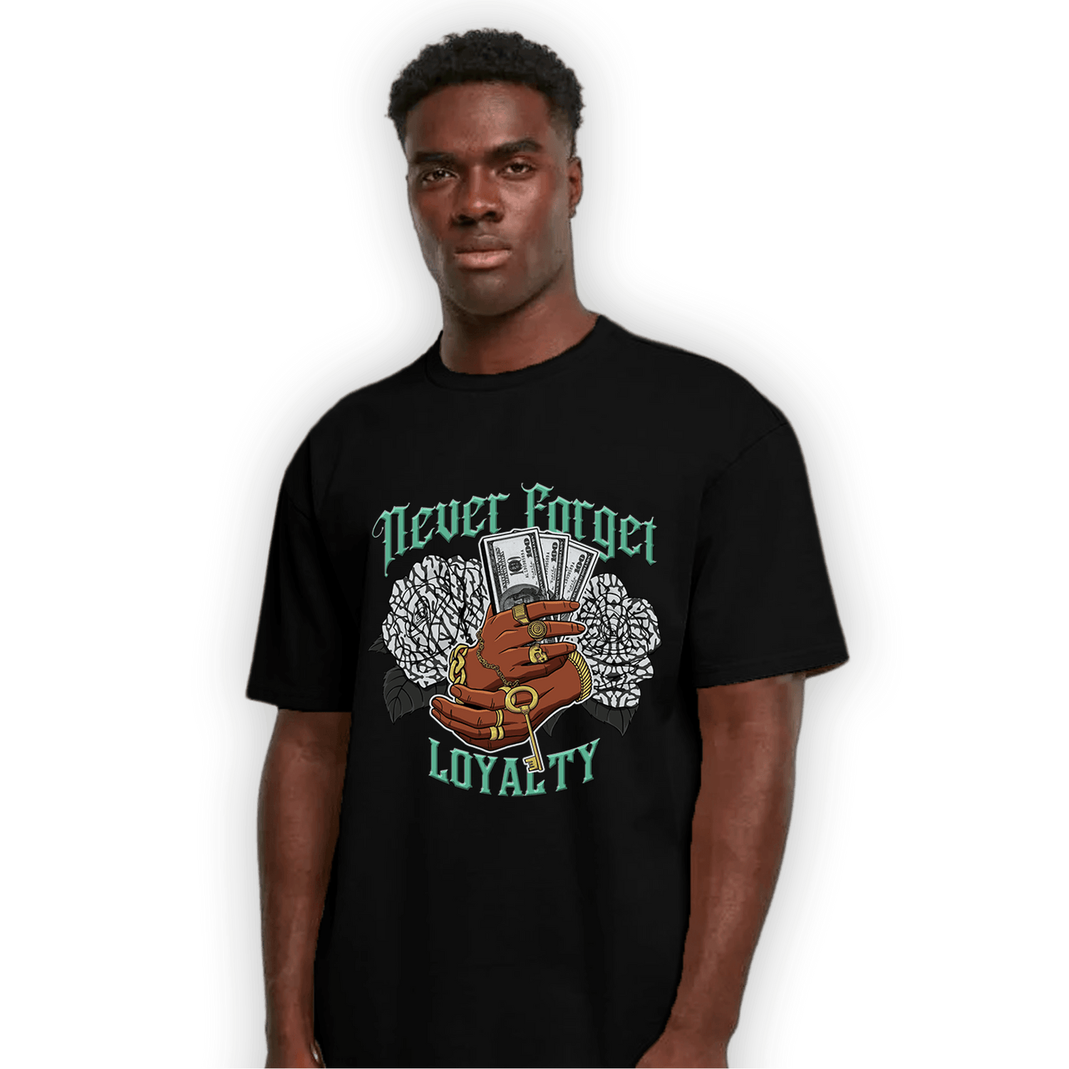 Green Glow 3s T Shirt Match Never Forget Loyalty - NastyJamz