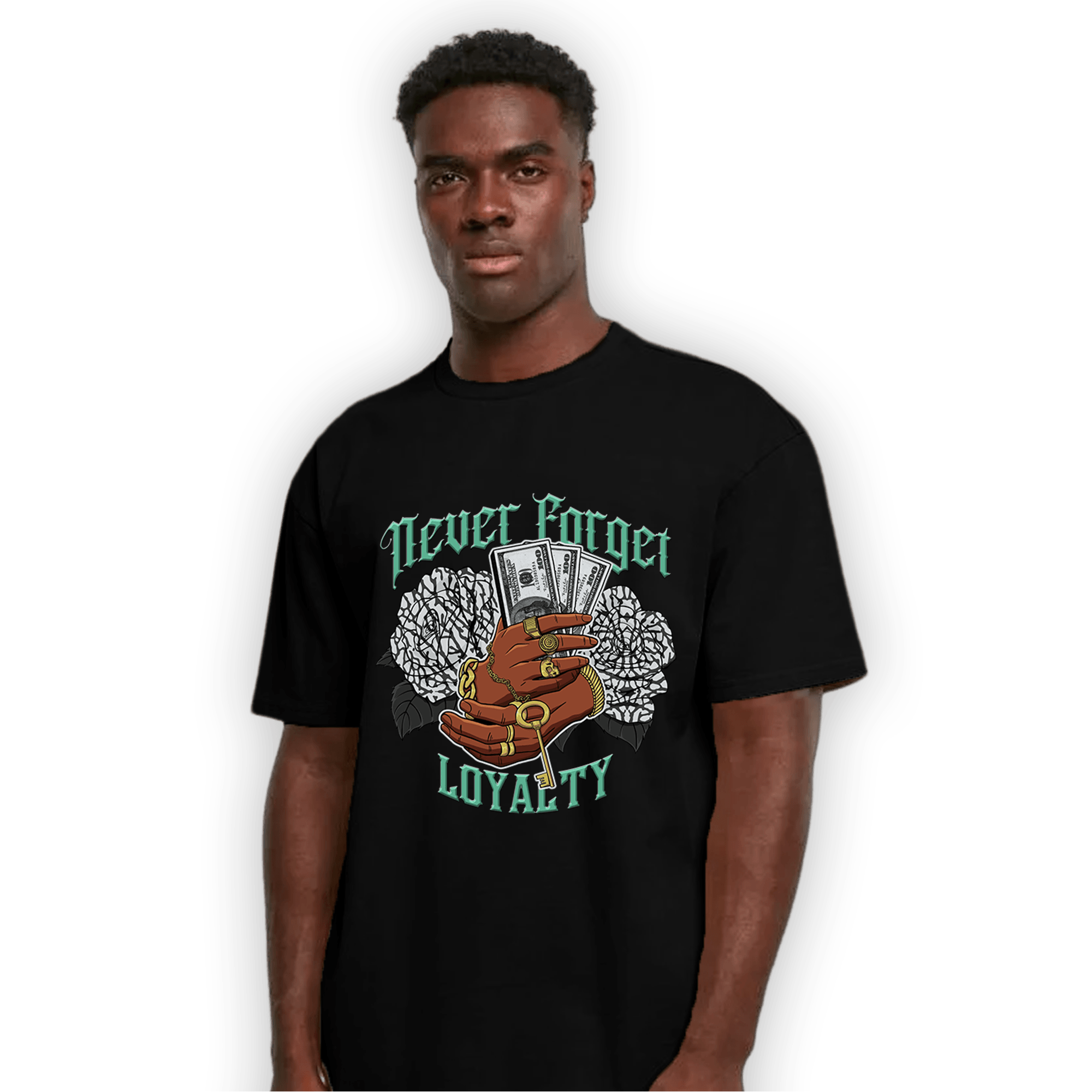 Green Glow 3s T Shirt Match Never Forget Loyalty - NastyJamz