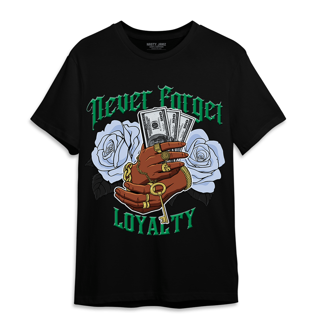 Lucky Green 5s T Shirt Match Never Forget Loyalty - NastyJamz
