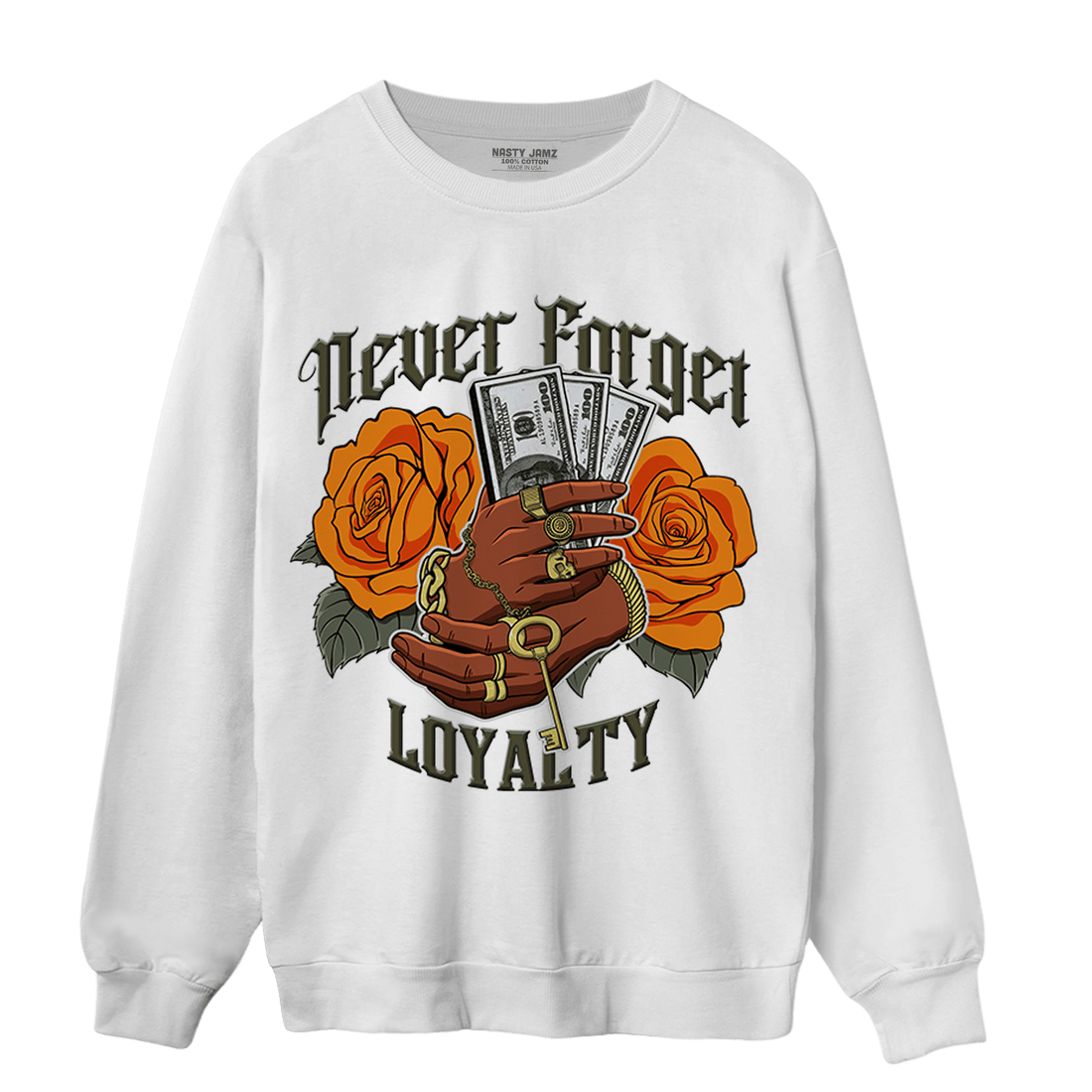 Olive 5s Sweatshirt Match Never Forget Loyalty - NastyJamz