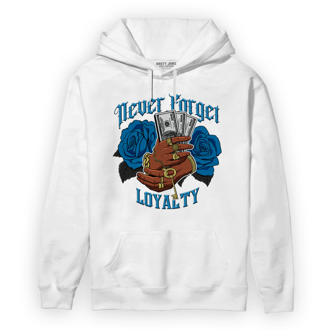 Powder Blue 9s Hoodie Match Never Forget Loyalty - NastyJamz