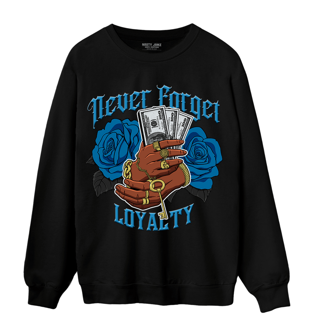 Powder Blue 9s Sweatshirt Match Never Forget Loyalty - NastyJamz
