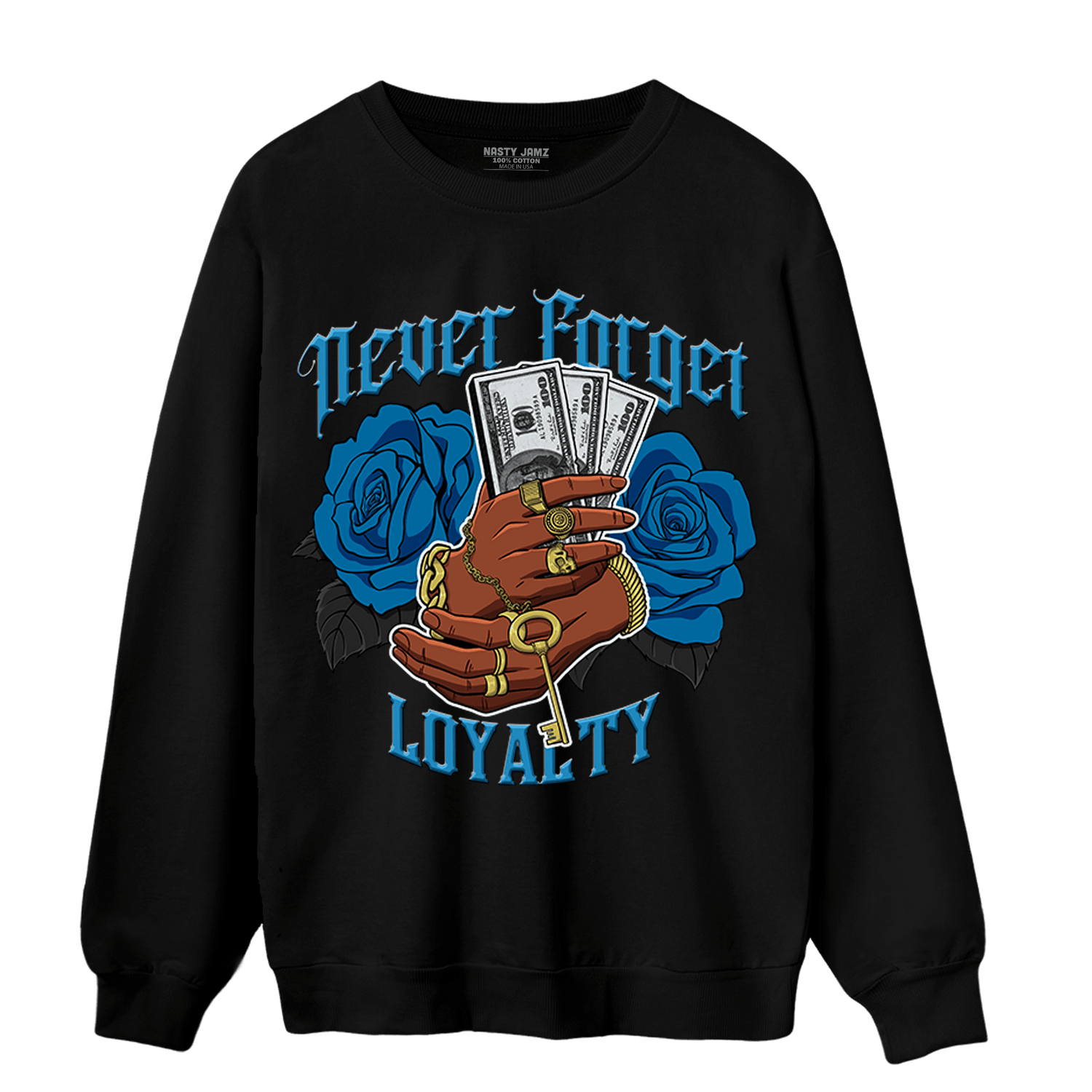 Powder Blue 9s Sweatshirt Match Never Forget Loyalty - NastyJamz