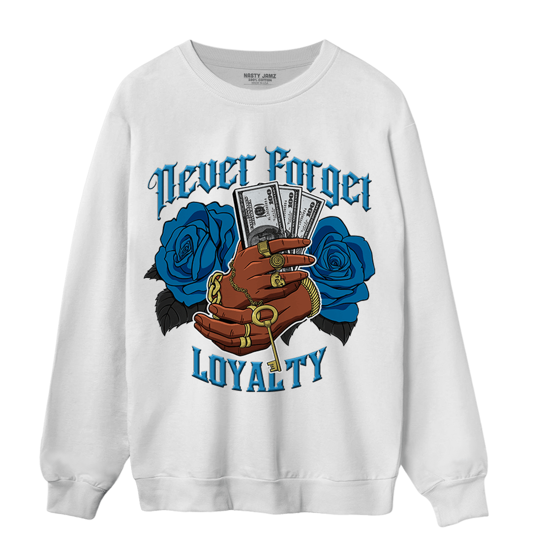 Powder Blue 9s Sweatshirt Match Never Forget Loyalty - NastyJamz