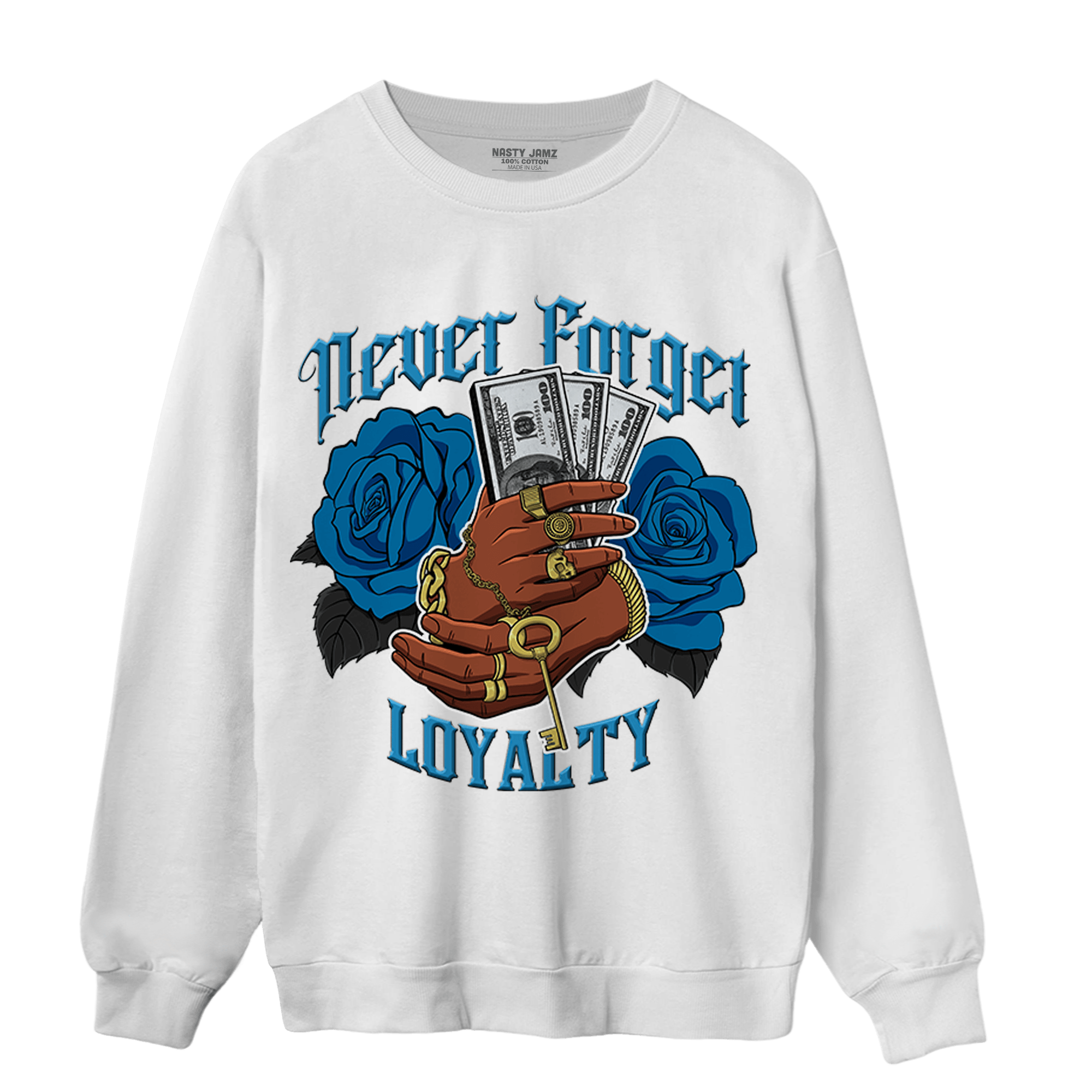 Powder Blue 9s Sweatshirt Match Never Forget Loyalty - NastyJamz