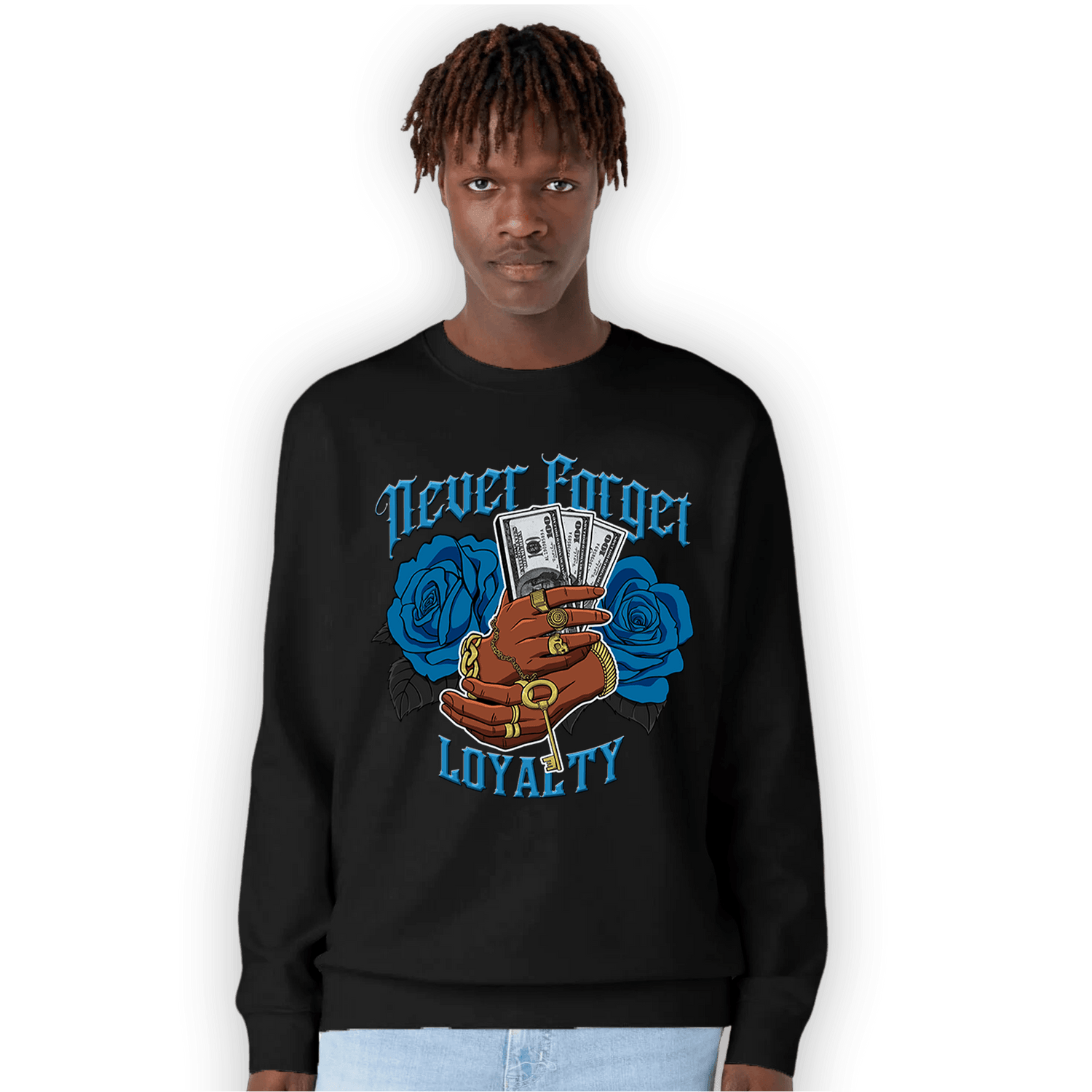 Powder Blue 9s Sweatshirt Match Never Forget Loyalty - NastyJamz