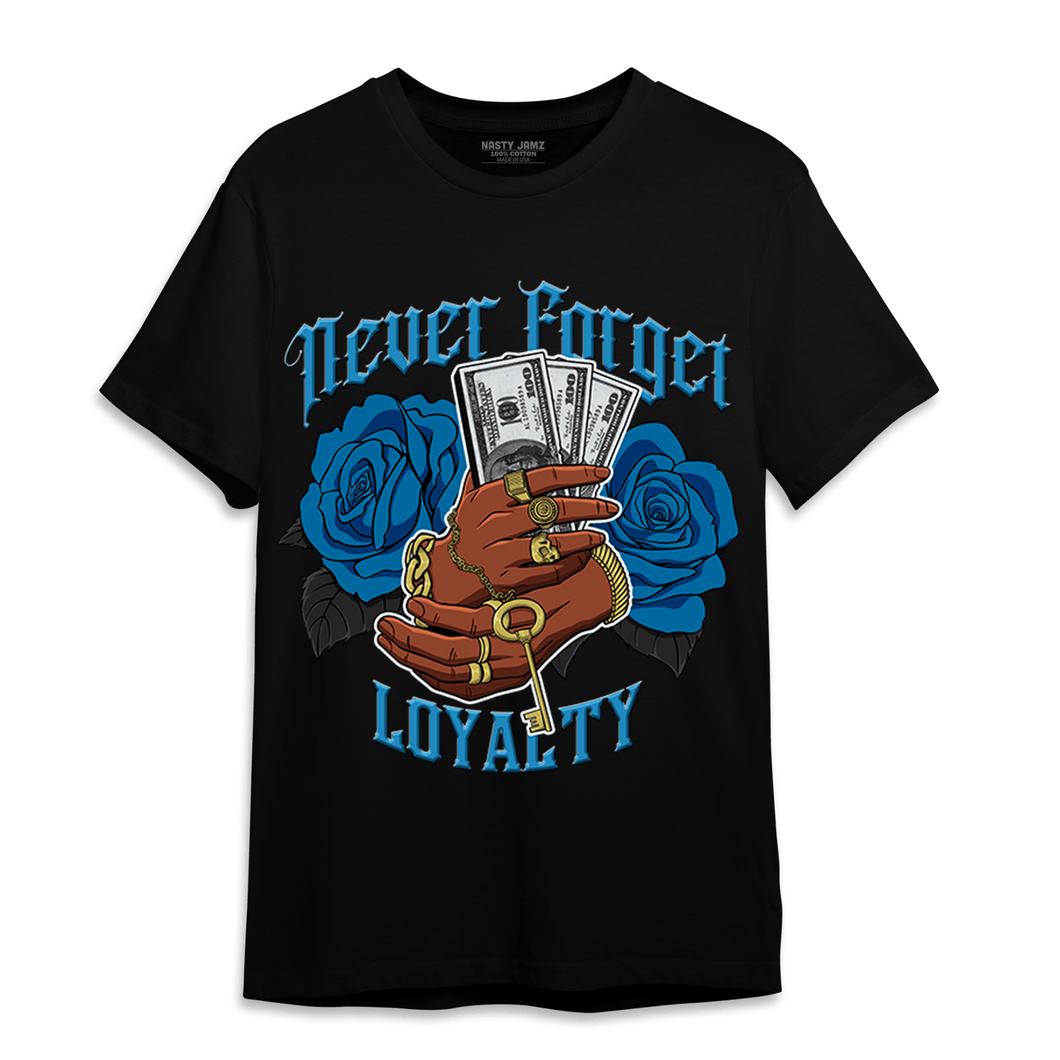 Powder Blue 9s T Shirt Match Never Forget Loyalty - NastyJamz