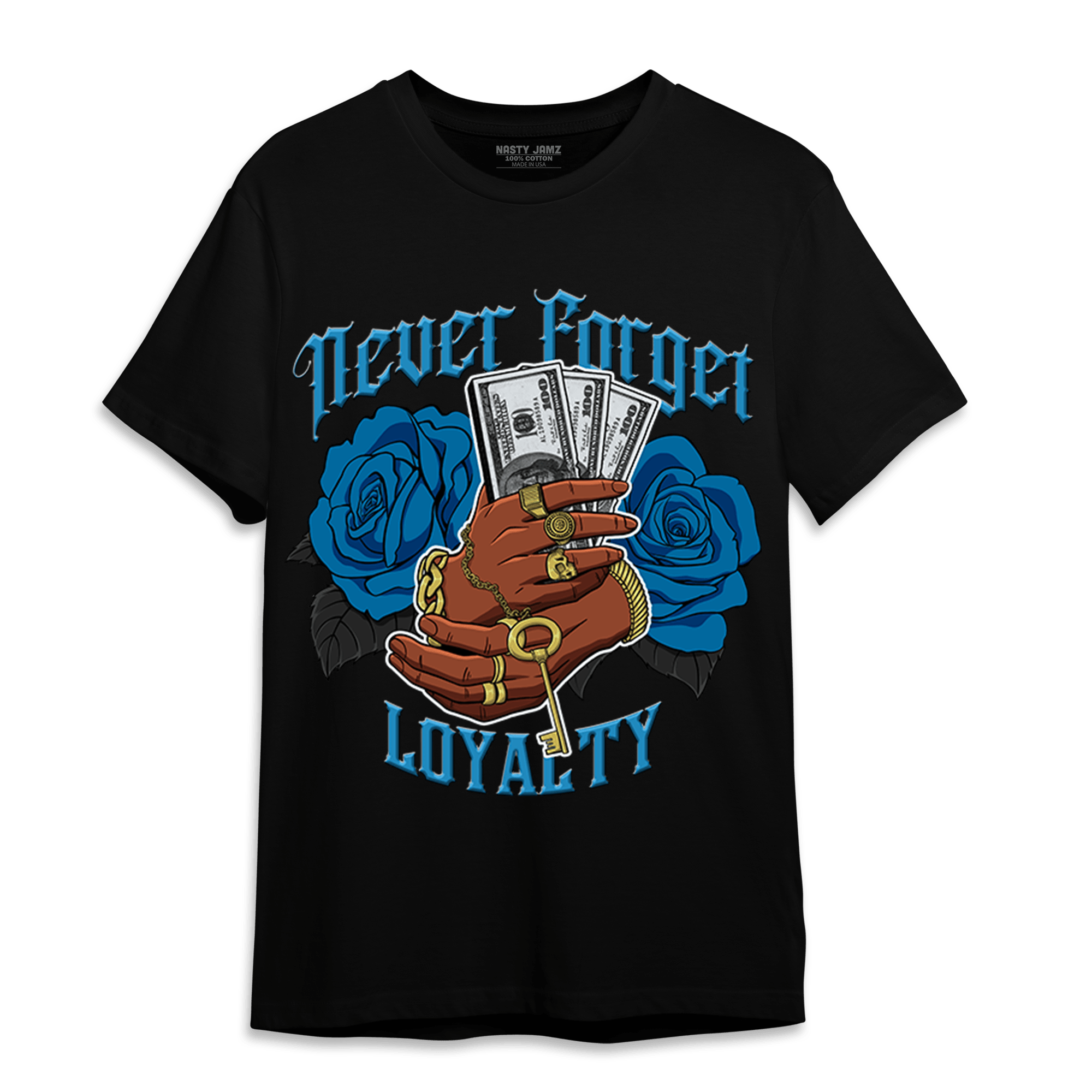 Powder Blue 9s T Shirt Match Never Forget Loyalty - NastyJamz