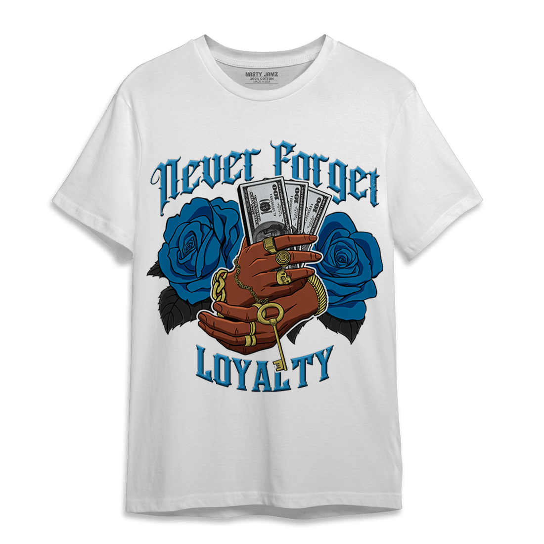 Powder Blue 9s T Shirt Match Never Forget Loyalty - NastyJamz