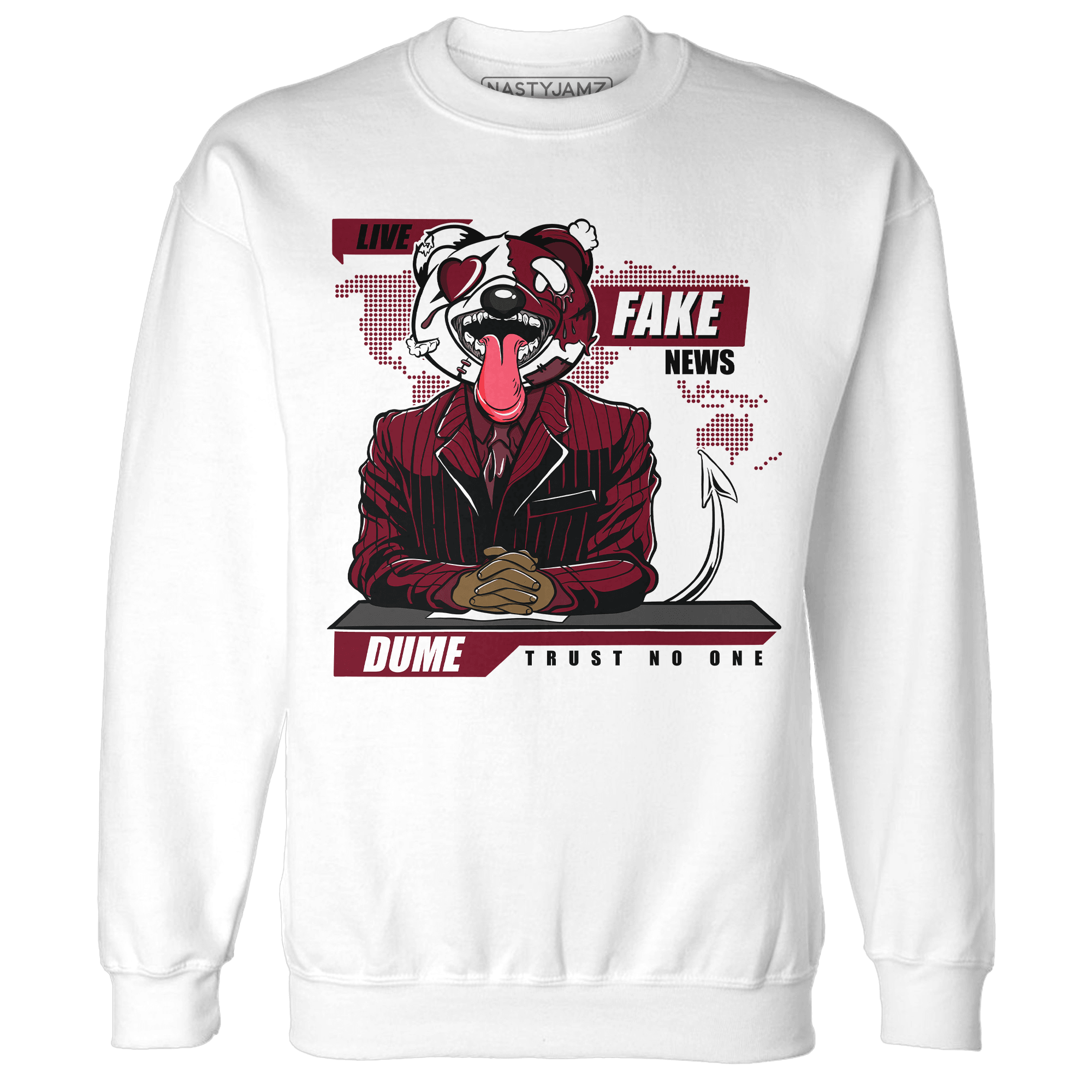 High White Team Red 1s Sweatshirt Match News Presenter BER - NastyJamz