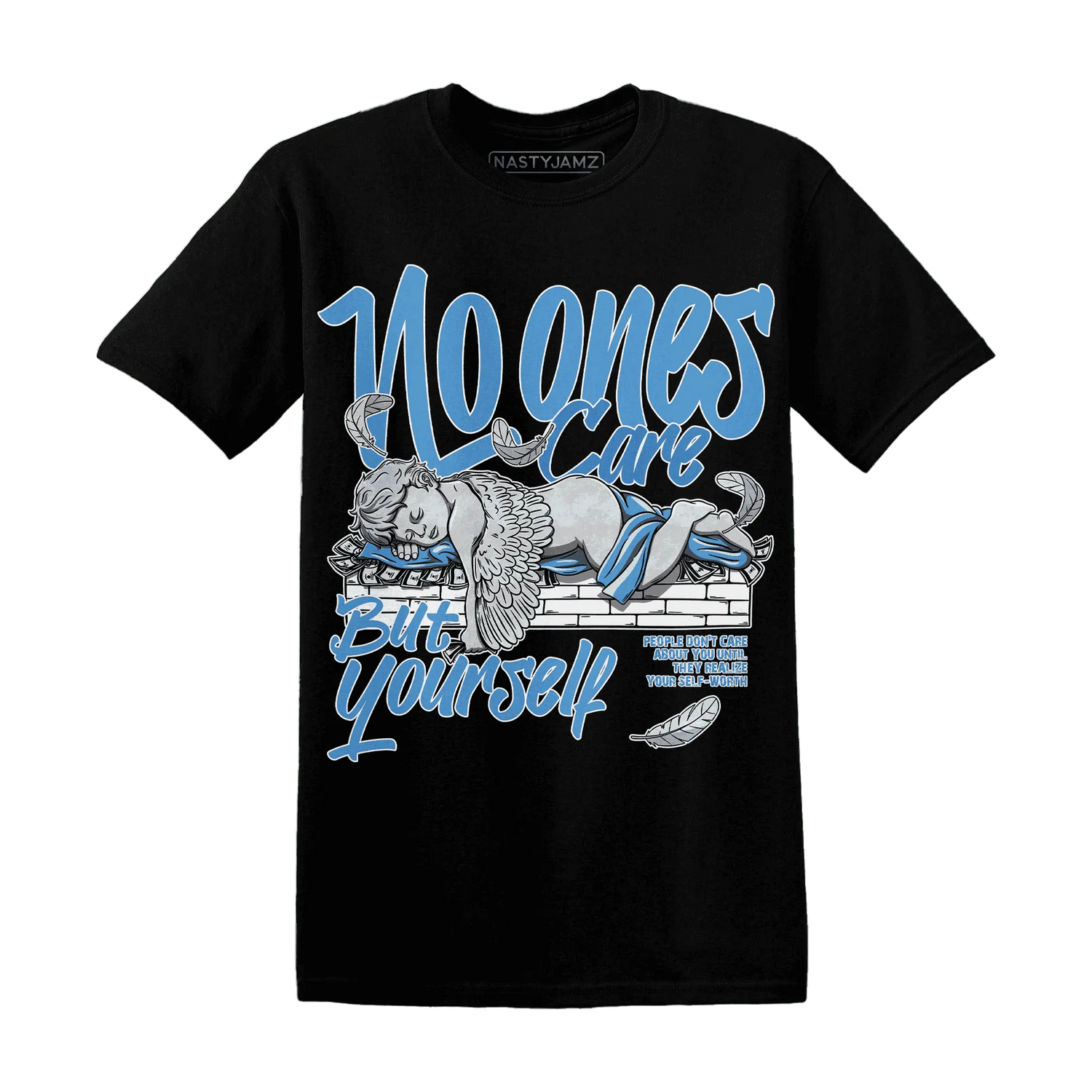 Carolina-Blue-Univercitii-17s-NastyJamz-T-Shirt-Match-No-Ones-Care