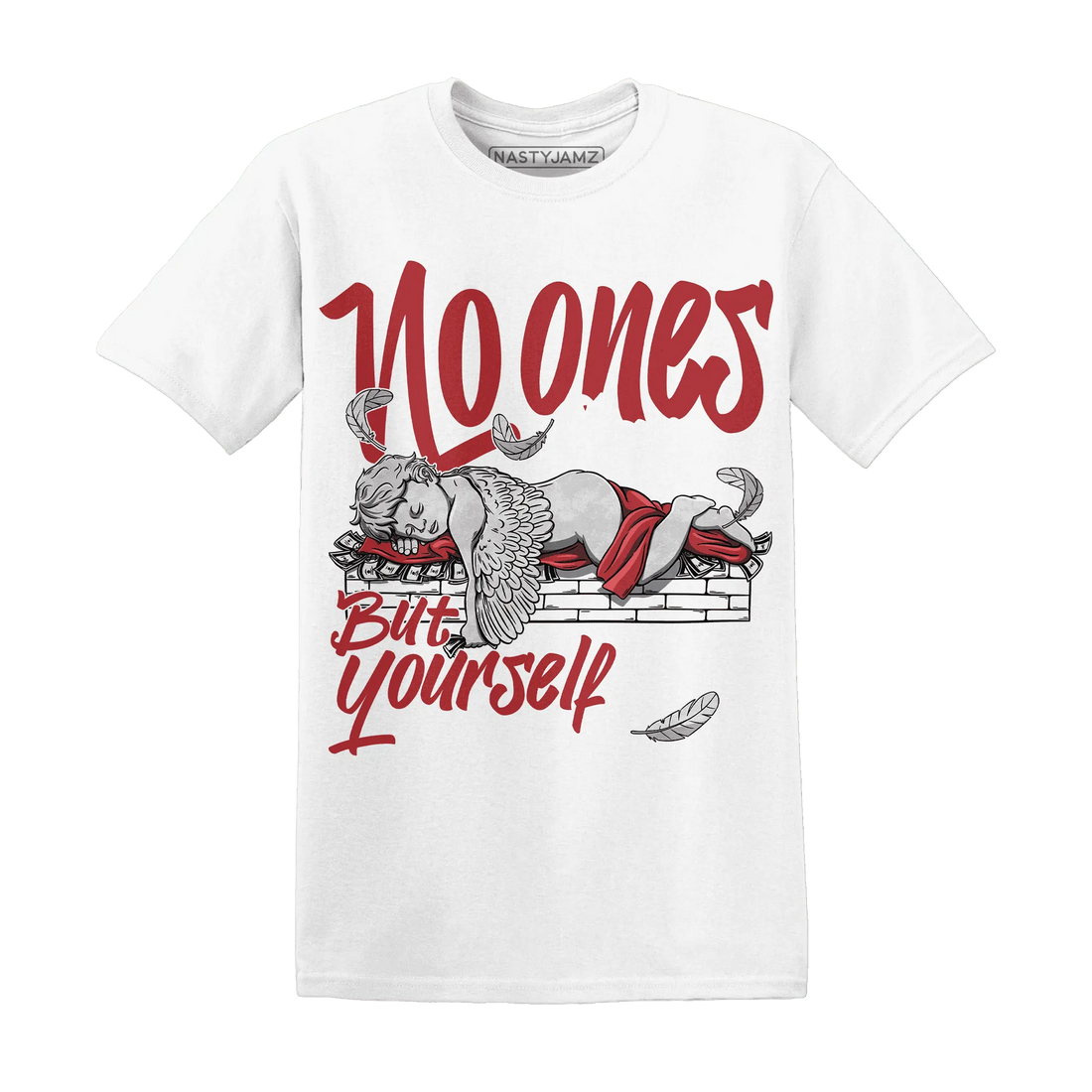 Black-Toe-Reimagined-Red-White-1s-T-Shirt-Match-No-Ones-Care
