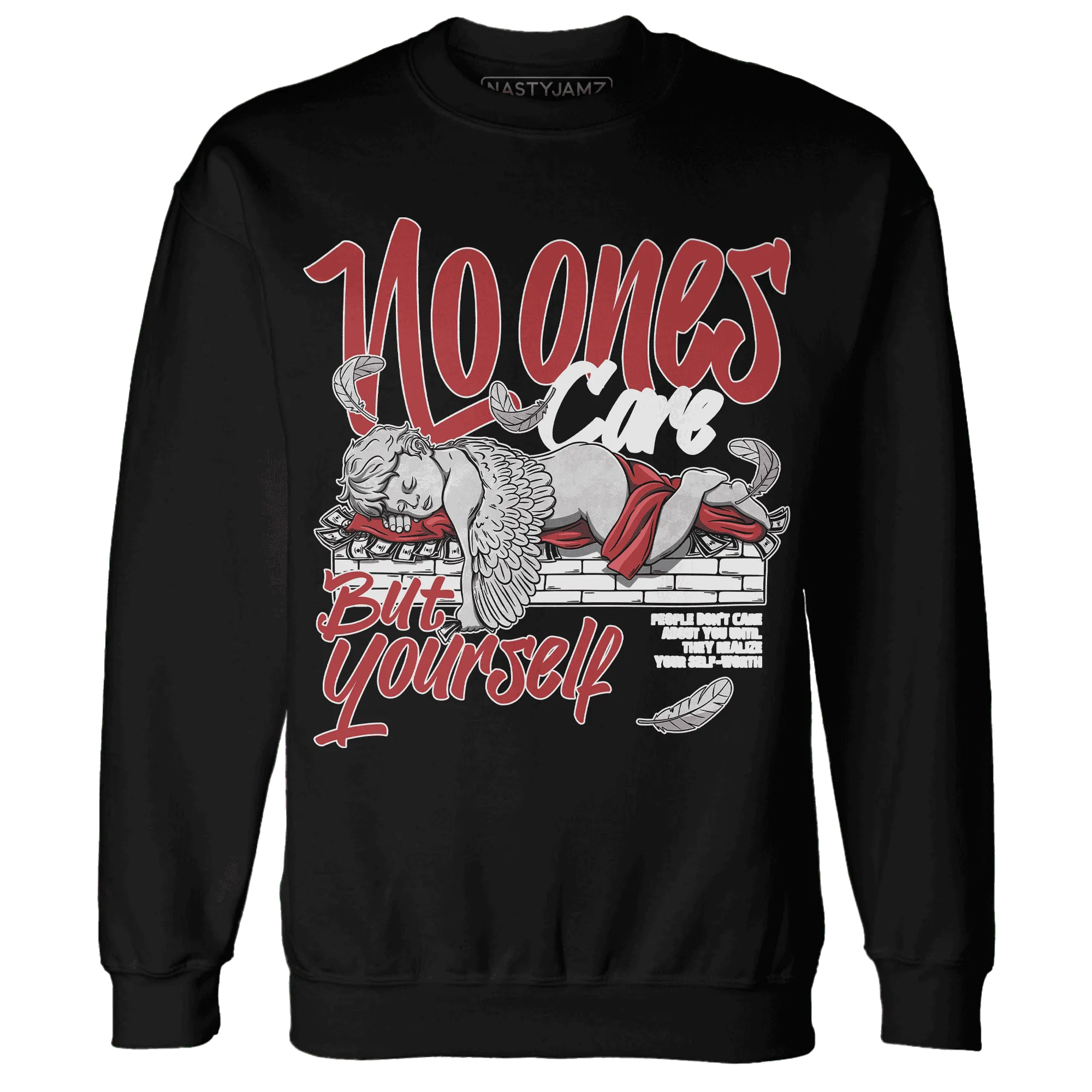 Black-Toe-Reimagined-Red-White-1s-Sweatshirt-Match-No-Ones-Care