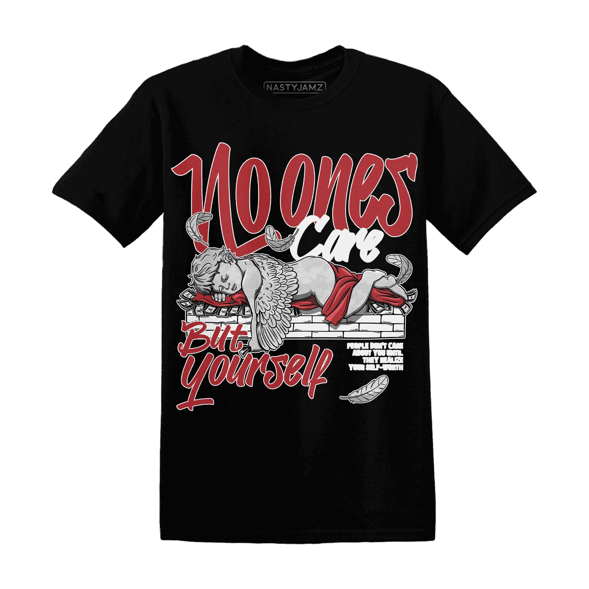 Black-Toe-Reimagined-Red-White-1s-T-Shirt-Match-No-Ones-Care