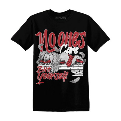 Black-Toe-Reimagined-Red-White-1s-T-Shirt-Match-No-Ones-Care