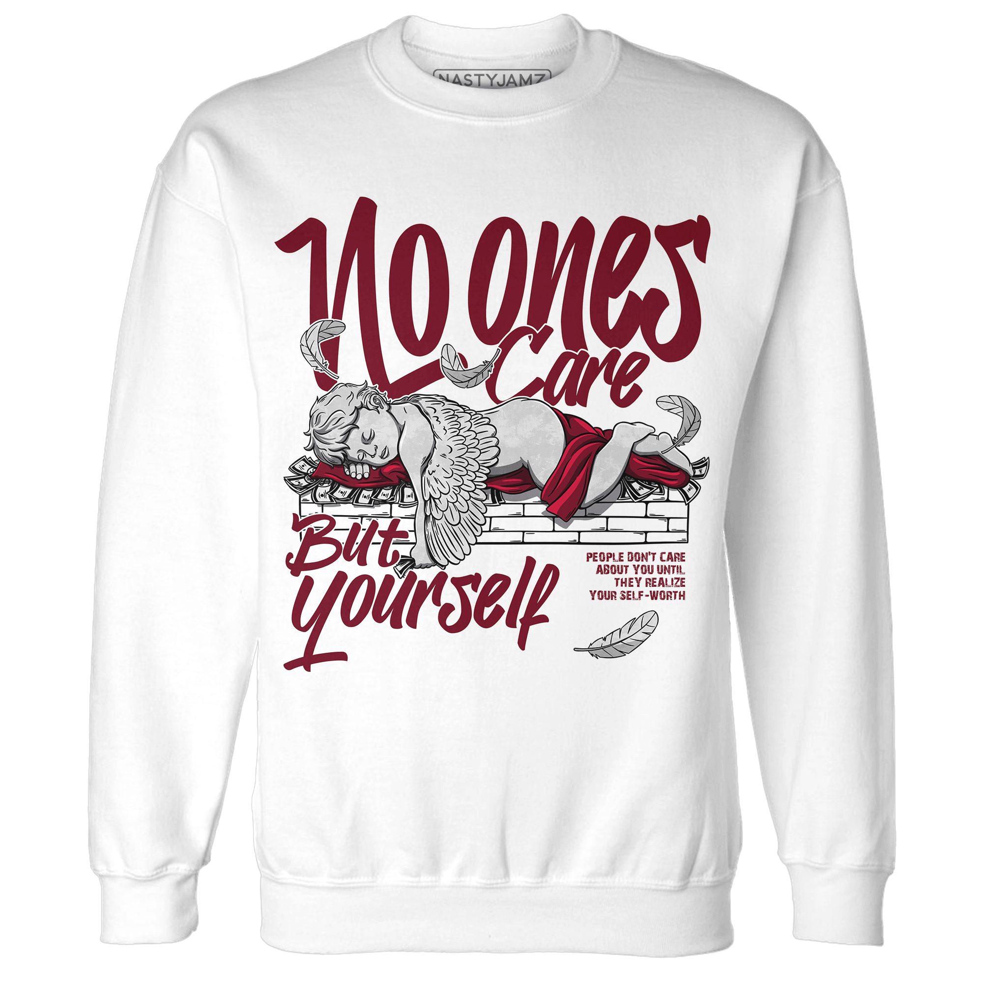 High White Team Red 1s Sweatshirt Match No Ones Care - NastyJamz