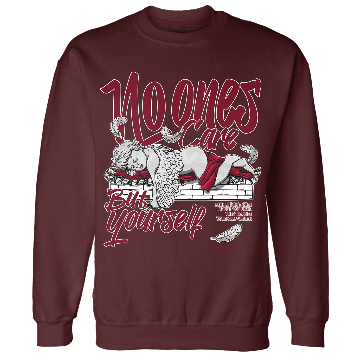 High White Team Red 1s Sweatshirt Match No Ones Care - NastyJamz