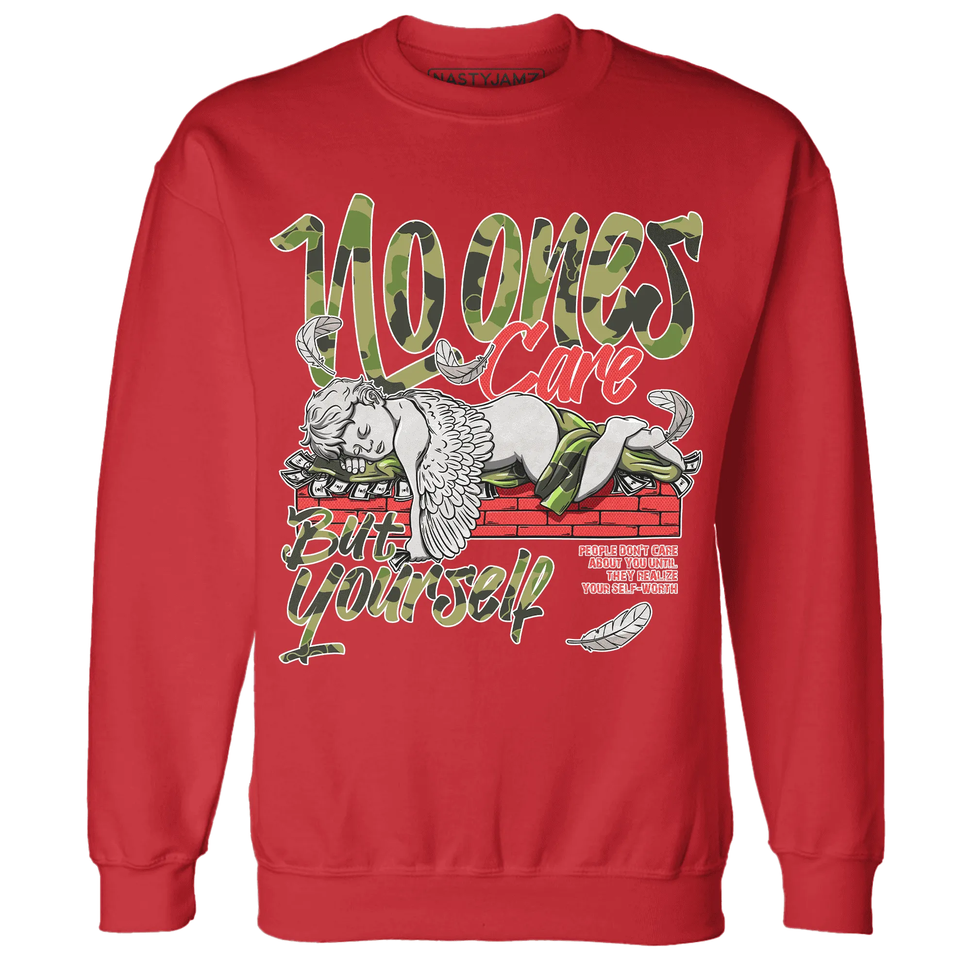 AM-90-Dark-Sage-Solar-Red-Sweatshirt-Match-No-Ones-Care