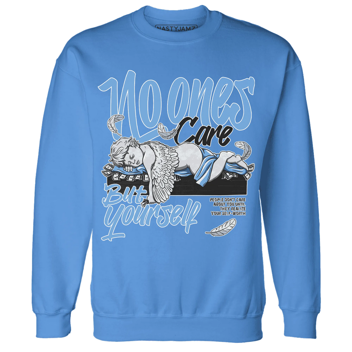AM-Plus-Black-Univercitii-Blue-NastyJamz-Sweatshirt-Match-No-Ones-Care