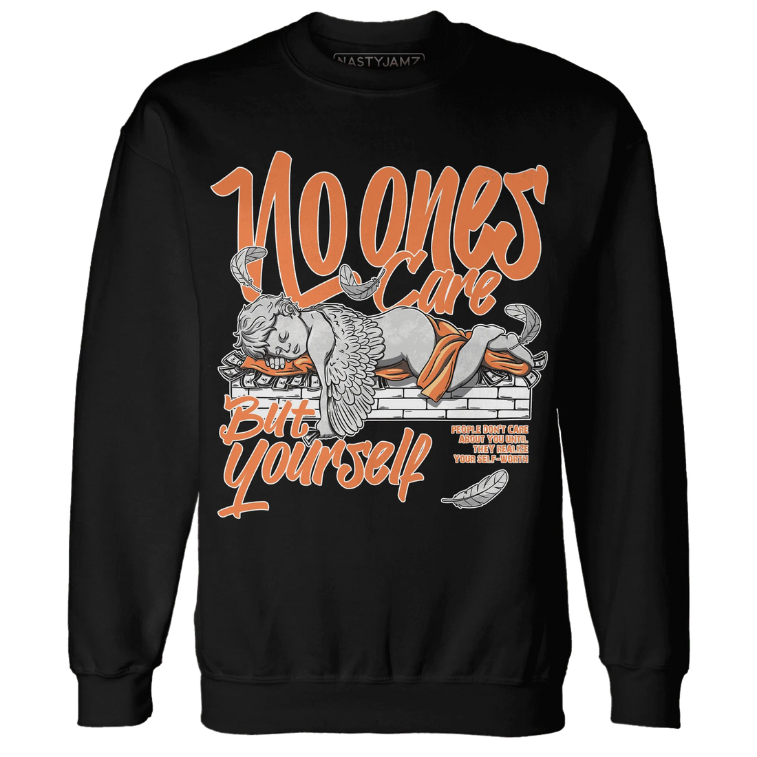 AM-TW-White-Orange-NastyJamz-Sweatshirt-Match-No-Ones-Care