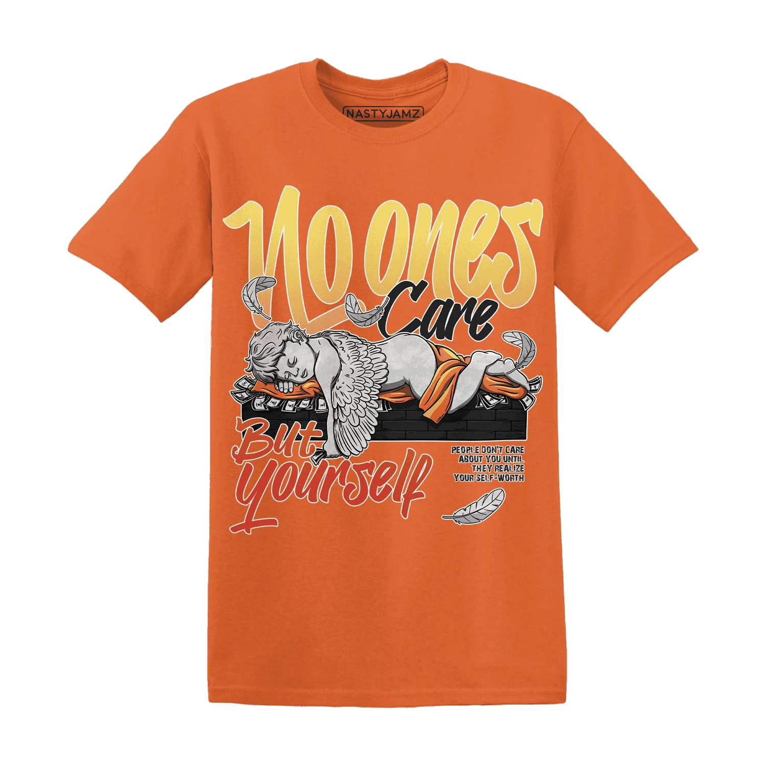 VaporMax-Crimson-Total-Orange-Plus-NastyJamz-T-Shirt-Match-No-Ones-Care