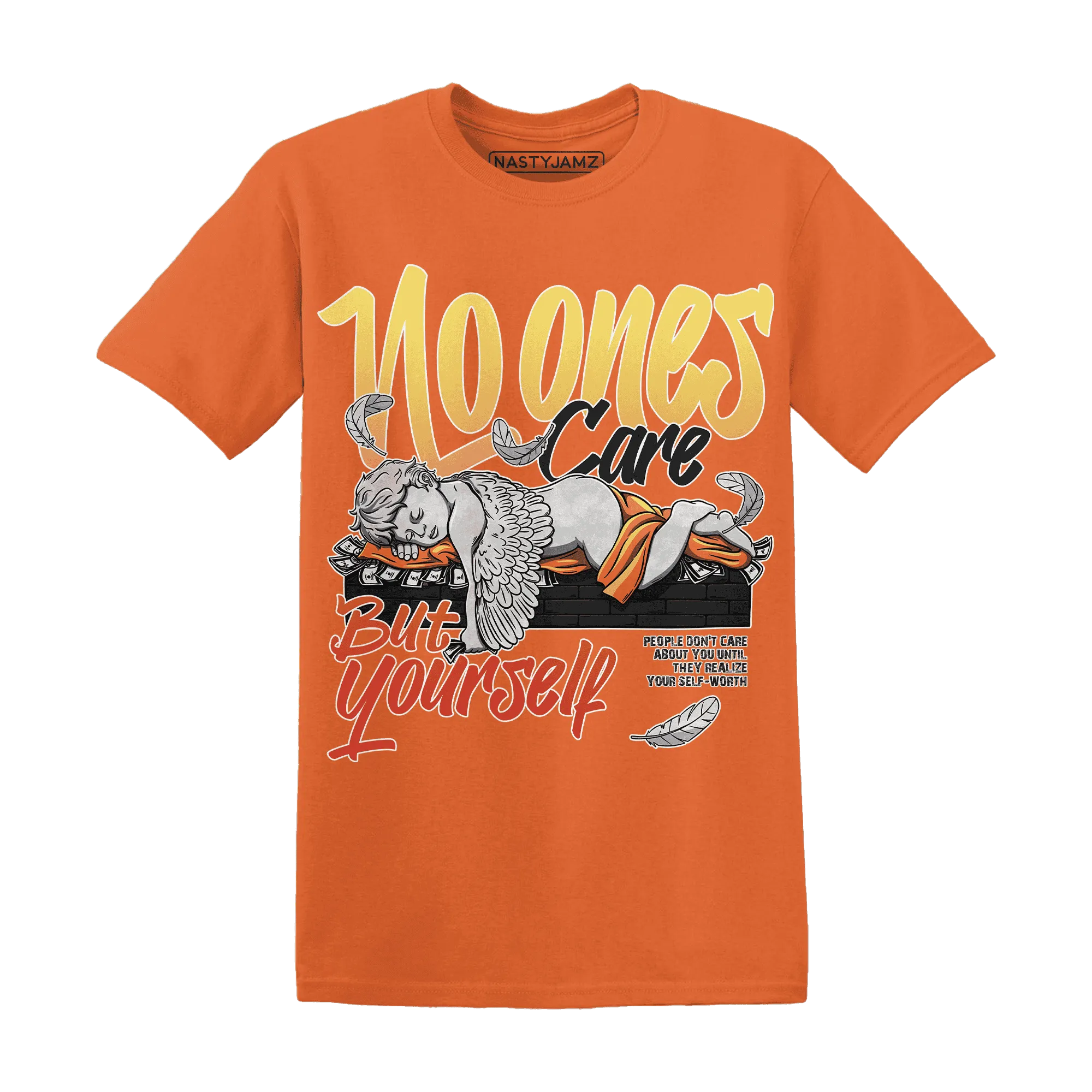 VaporMax-Crimson-Total-Orange-Plus-NastyJamz-T-Shirt-Match-No-Ones-Care