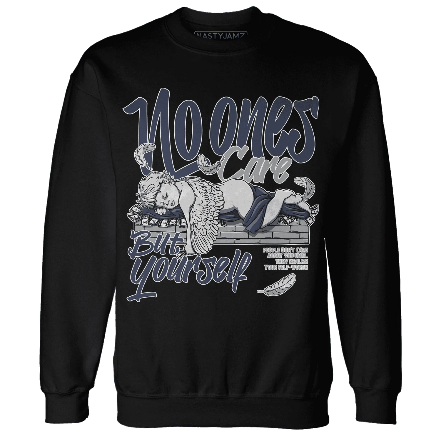 VaporMax-Plus-Midnight-Navy-White-Metallic-Silver-Sweatshirt-Match-No-Ones-Care