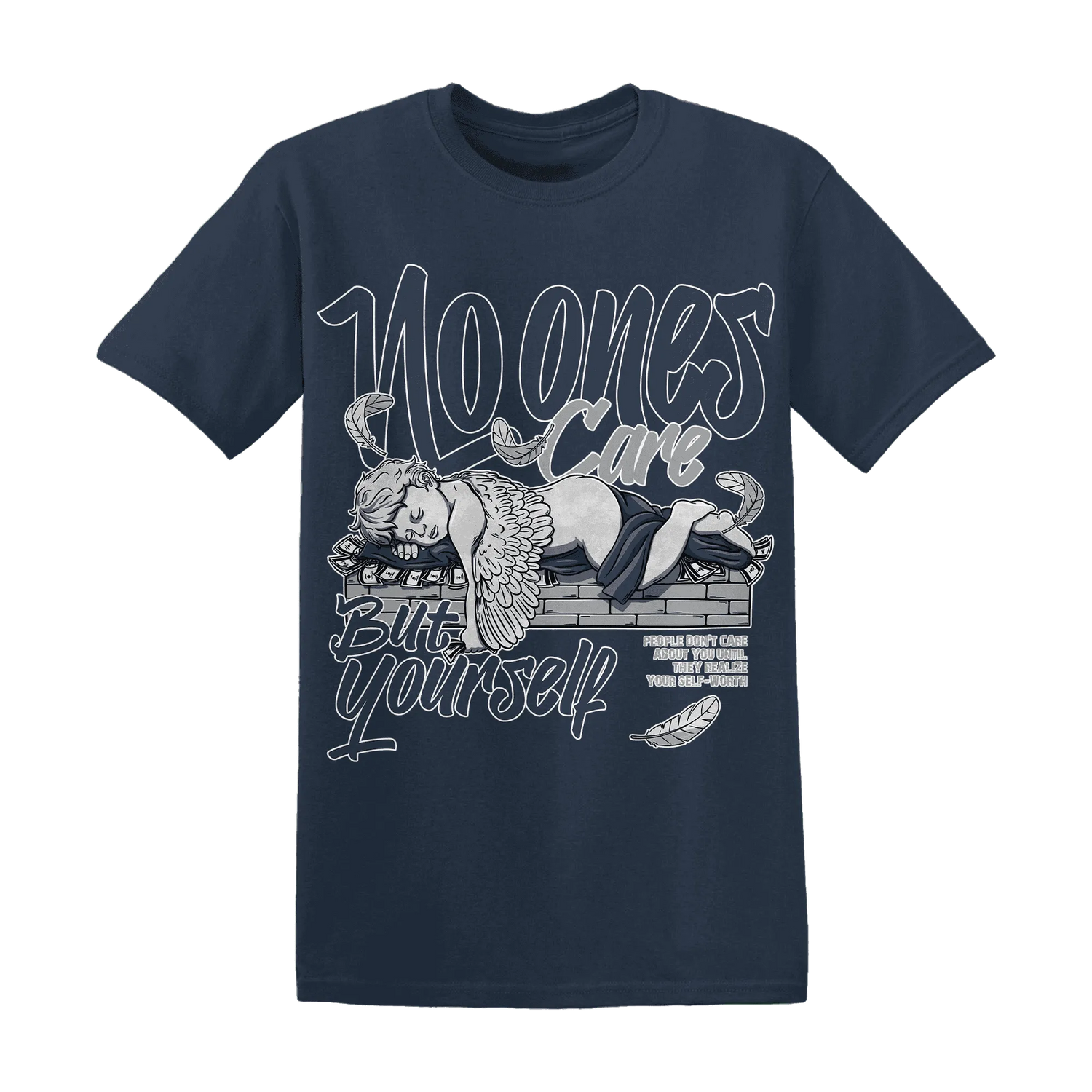 VaporMax-Plus-Midnight-Navy-White-Metallic-Silver-T-Shirt-Match-No-Ones-Care