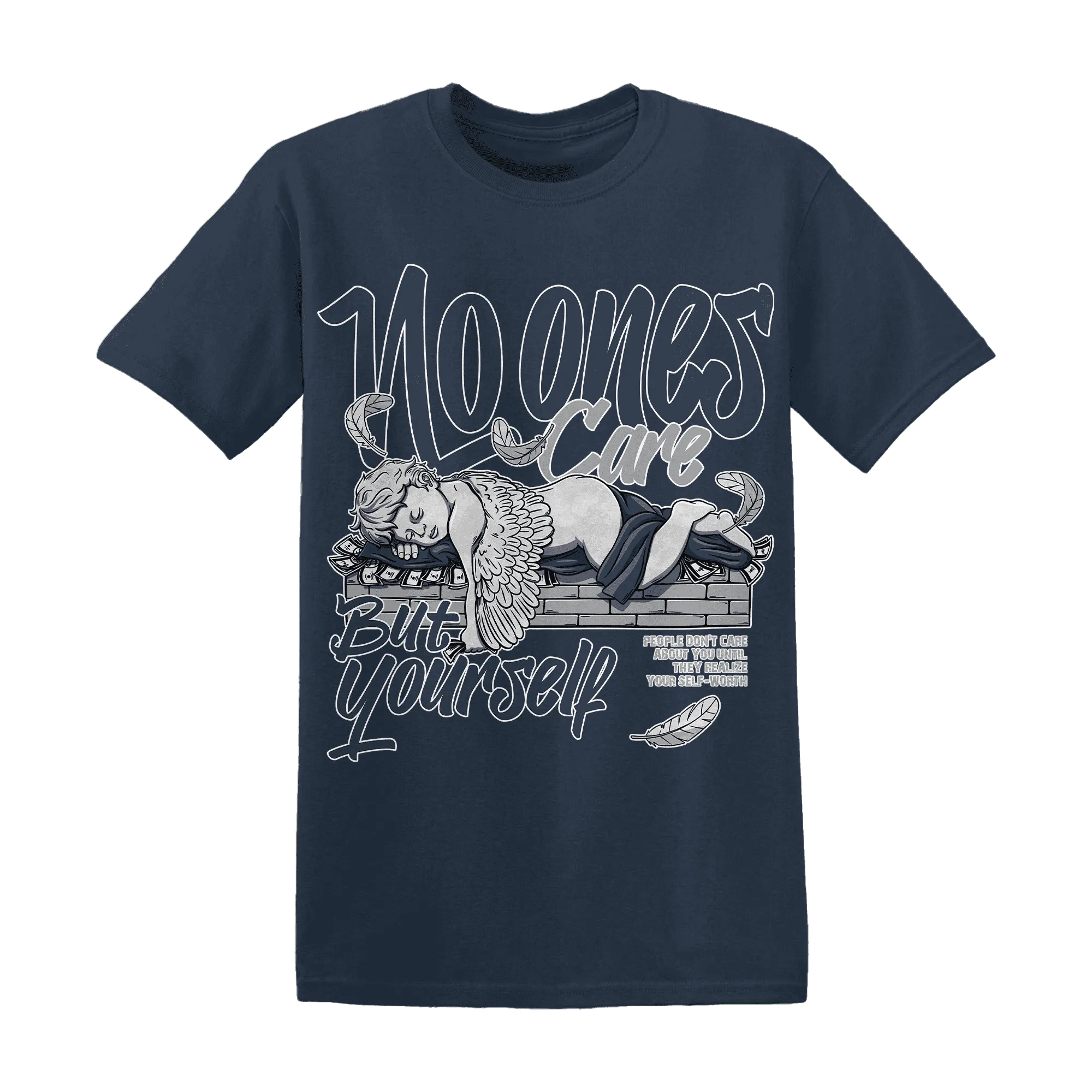 VaporMax-Plus-Midnight-Navy-White-Metallic-Silver-T-Shirt-Match-No-Ones-Care