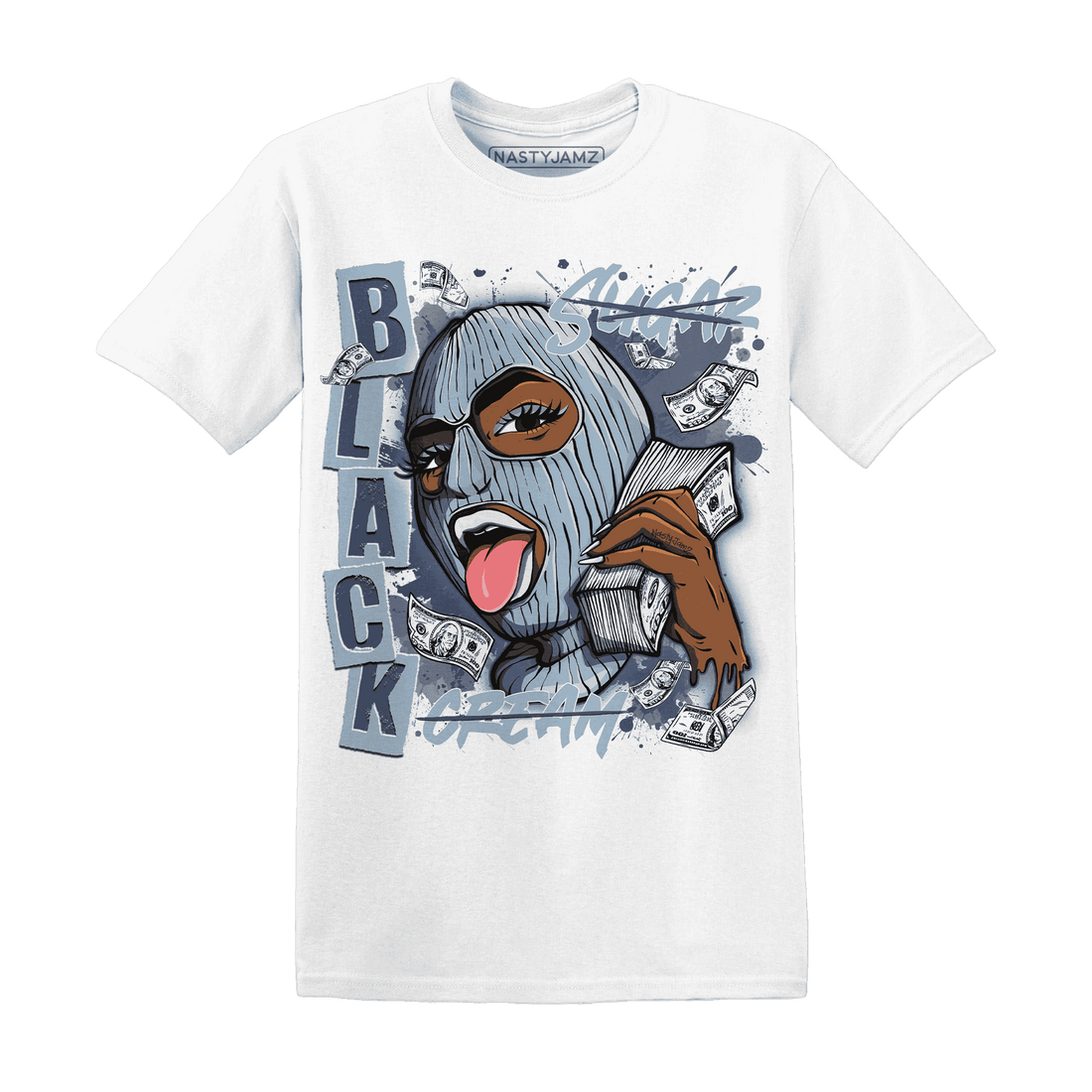 Mid Diffused Blue Grey 1s T Shirt Match No Sugar No Cream - NastyJamz