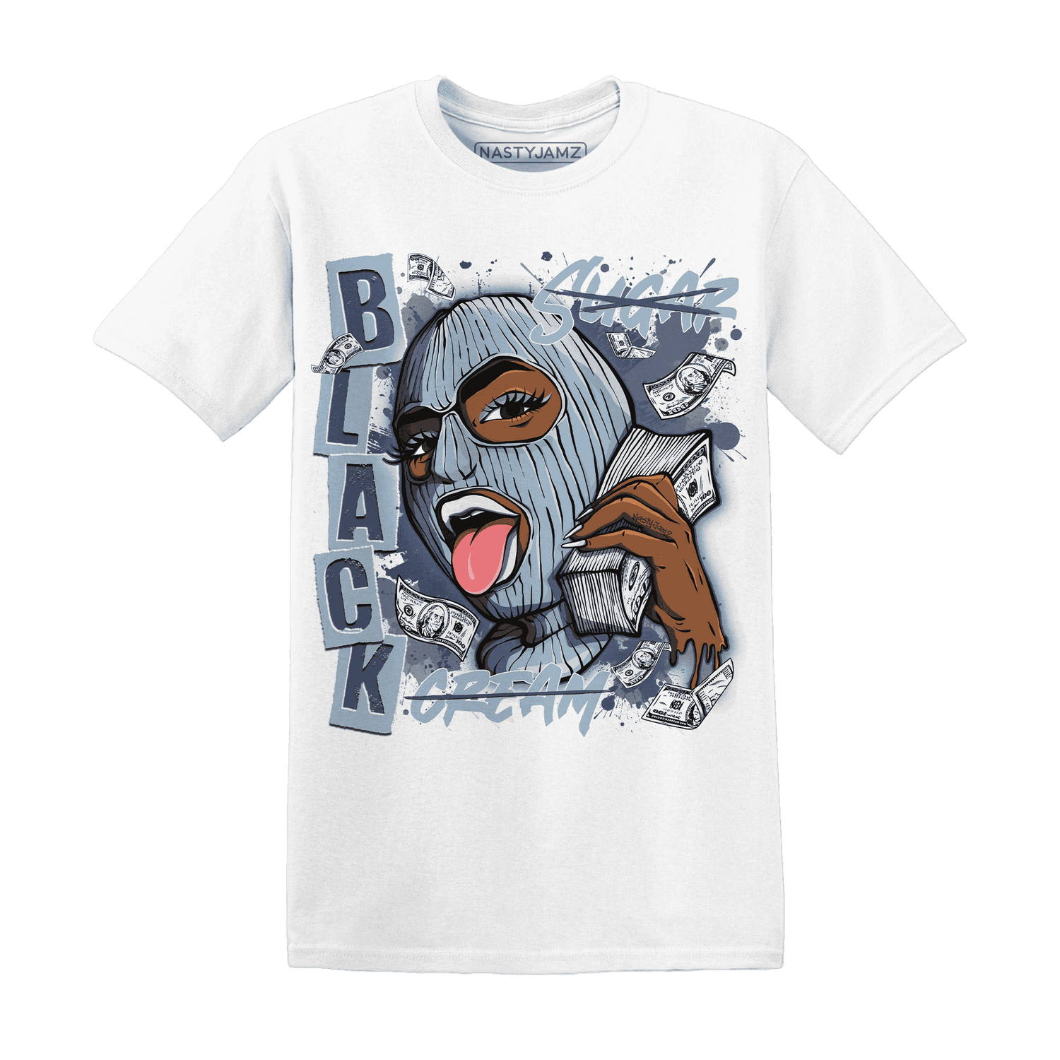 Mid Diffused Blue Grey 1s T Shirt Match No Sugar No Cream - NastyJamz