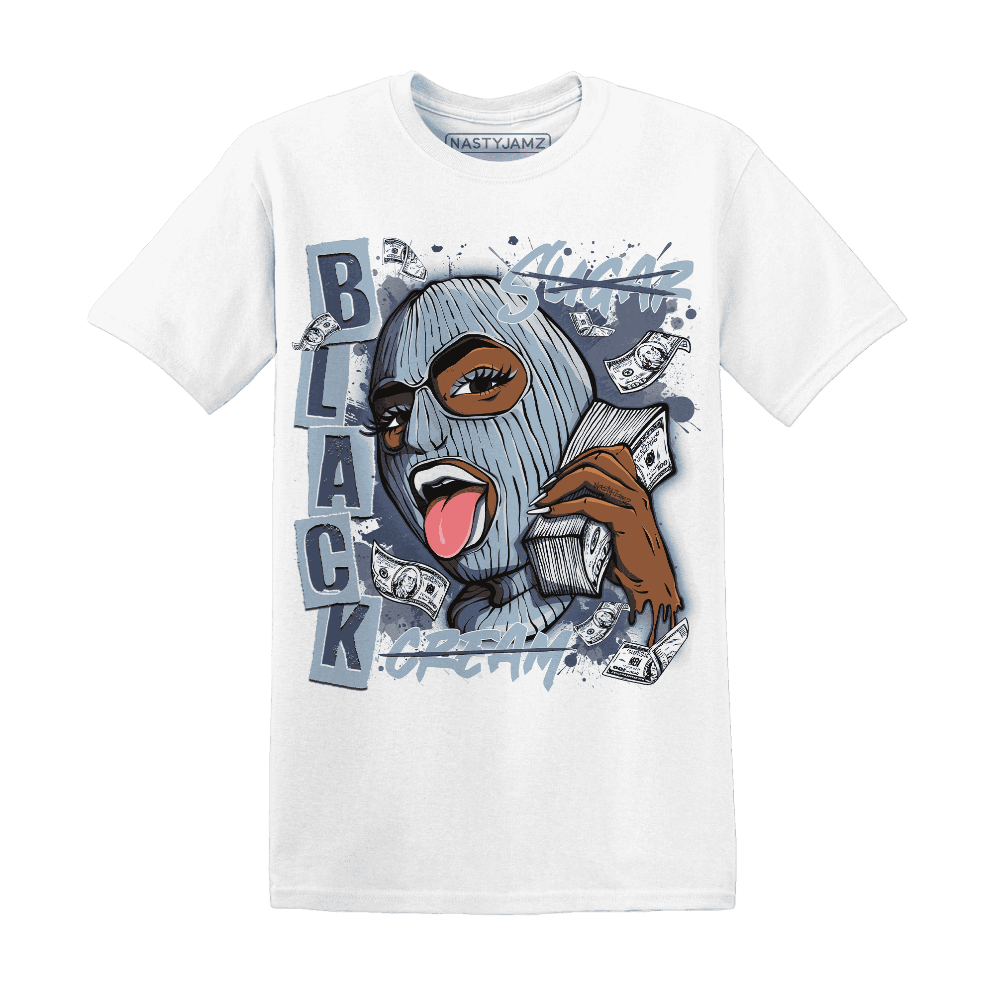 Mid Diffused Blue Grey 1s T Shirt Match No Sugar No Cream - NastyJamz