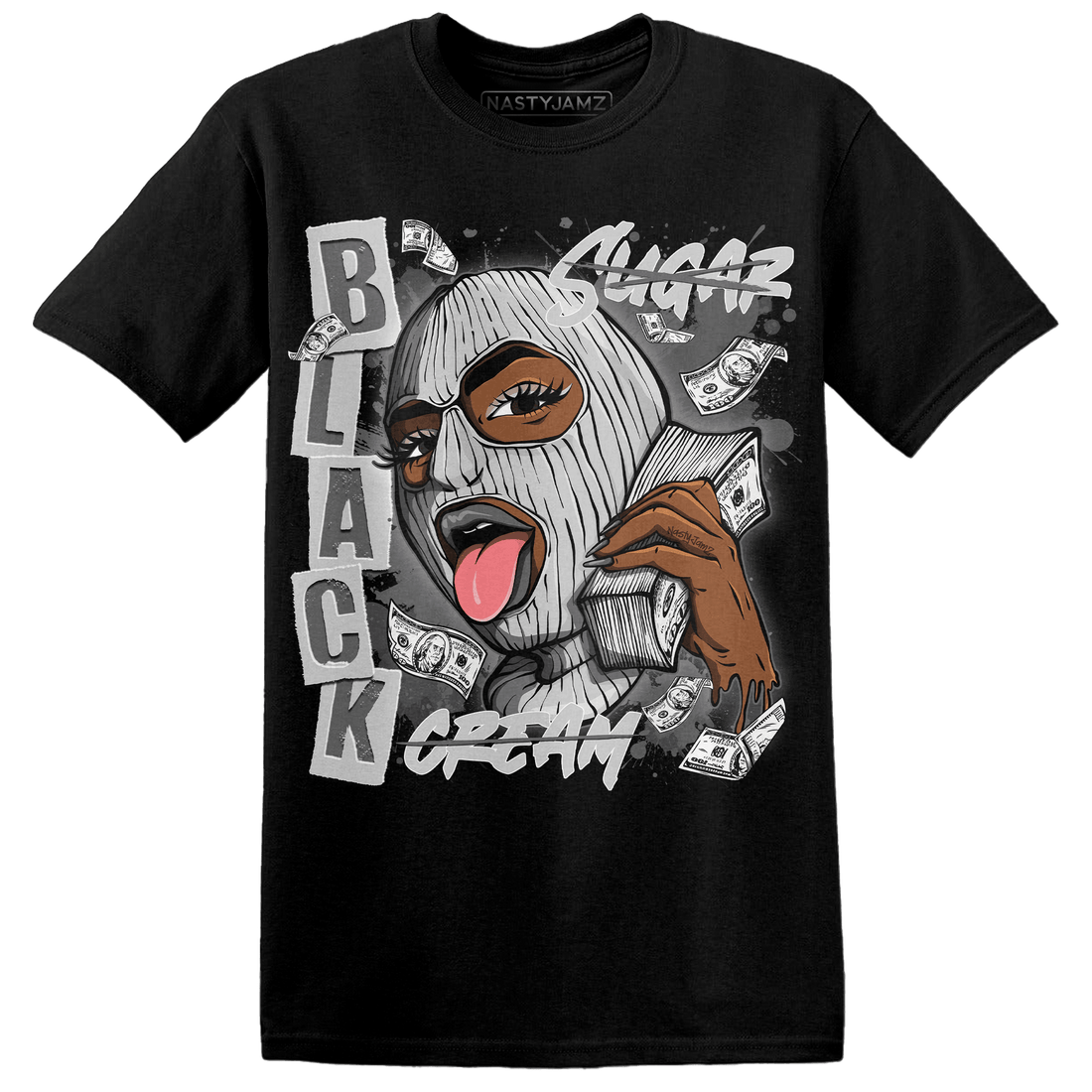 Retro High OG Black White 1s T Shirt Match No Sugar No Cream - NastyJamz