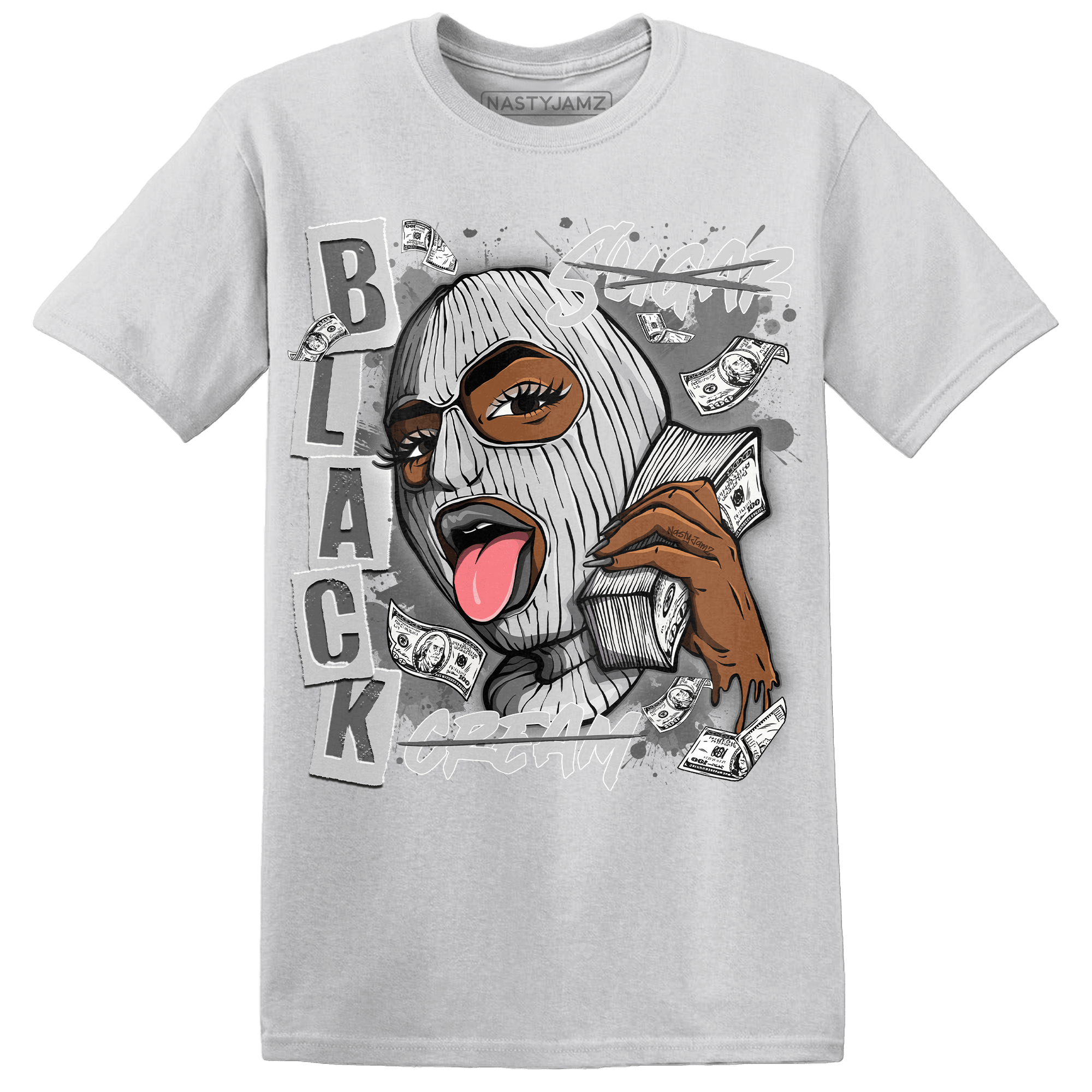 Retro High OG Black White 1s T Shirt Match No Sugar No Cream - NastyJamz