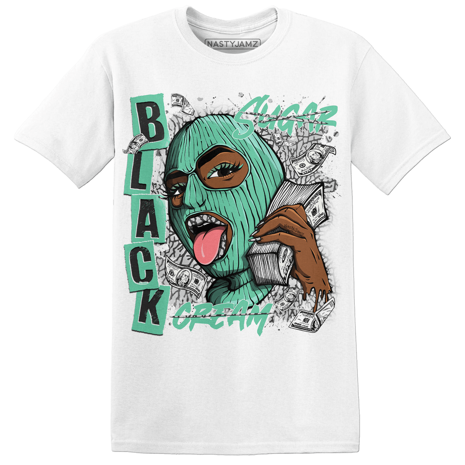 Green Glow 3s T Shirt Match No Sugar No Cream - NastyJamz