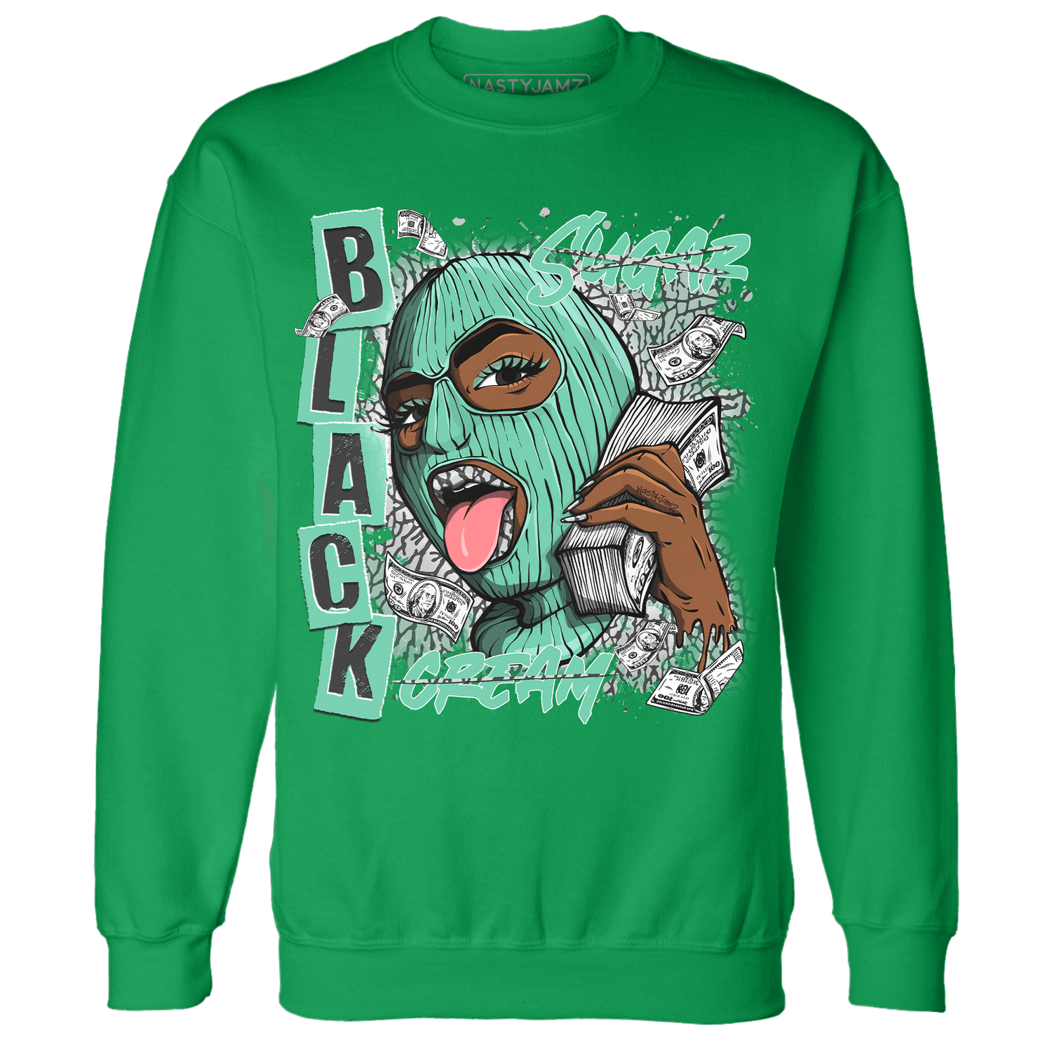 Green Glow 3s Sweatshirt Match No Sugar No Cream - NastyJamz